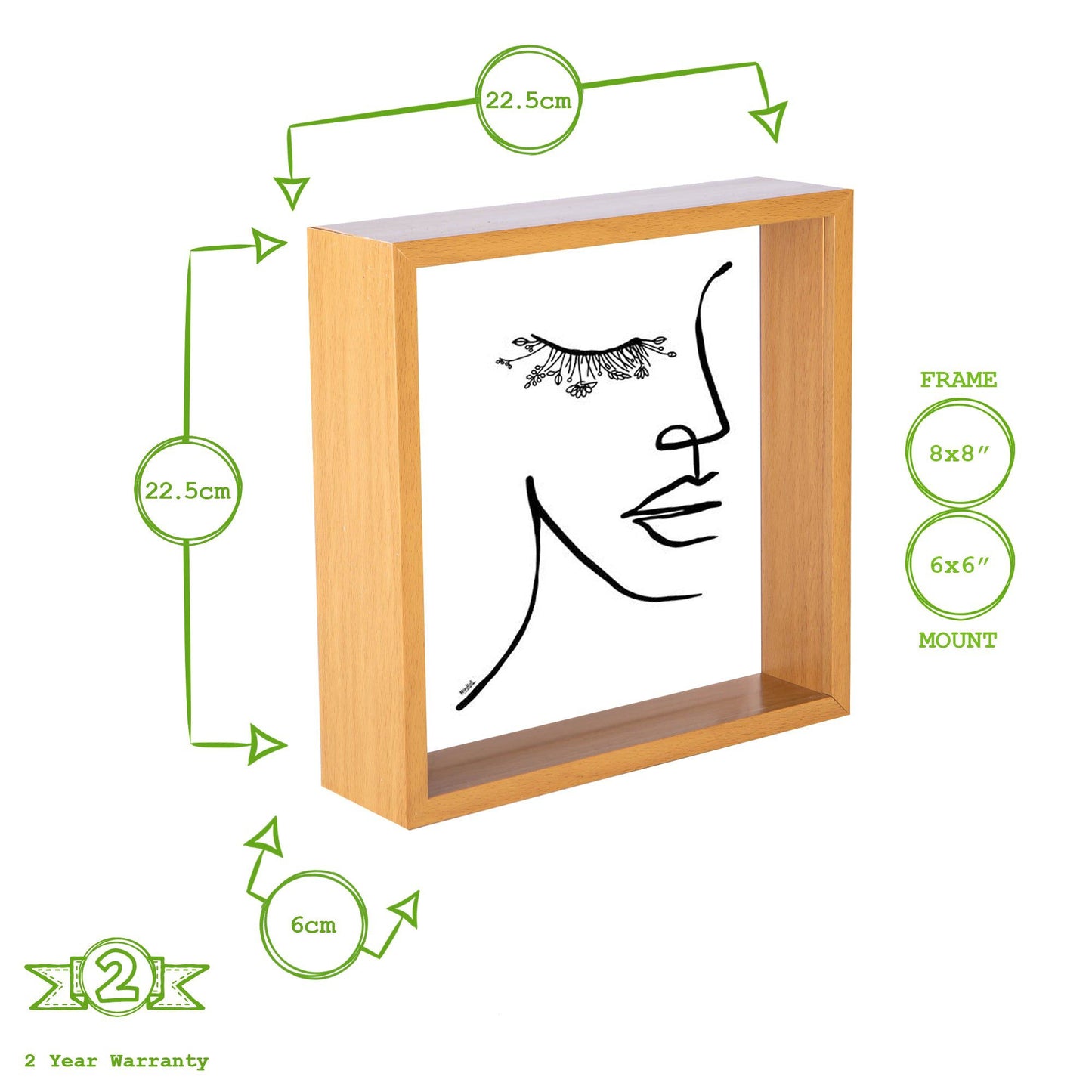 8" x 8" 3D Deep Box Photo Frame with 6" x 6" Mount