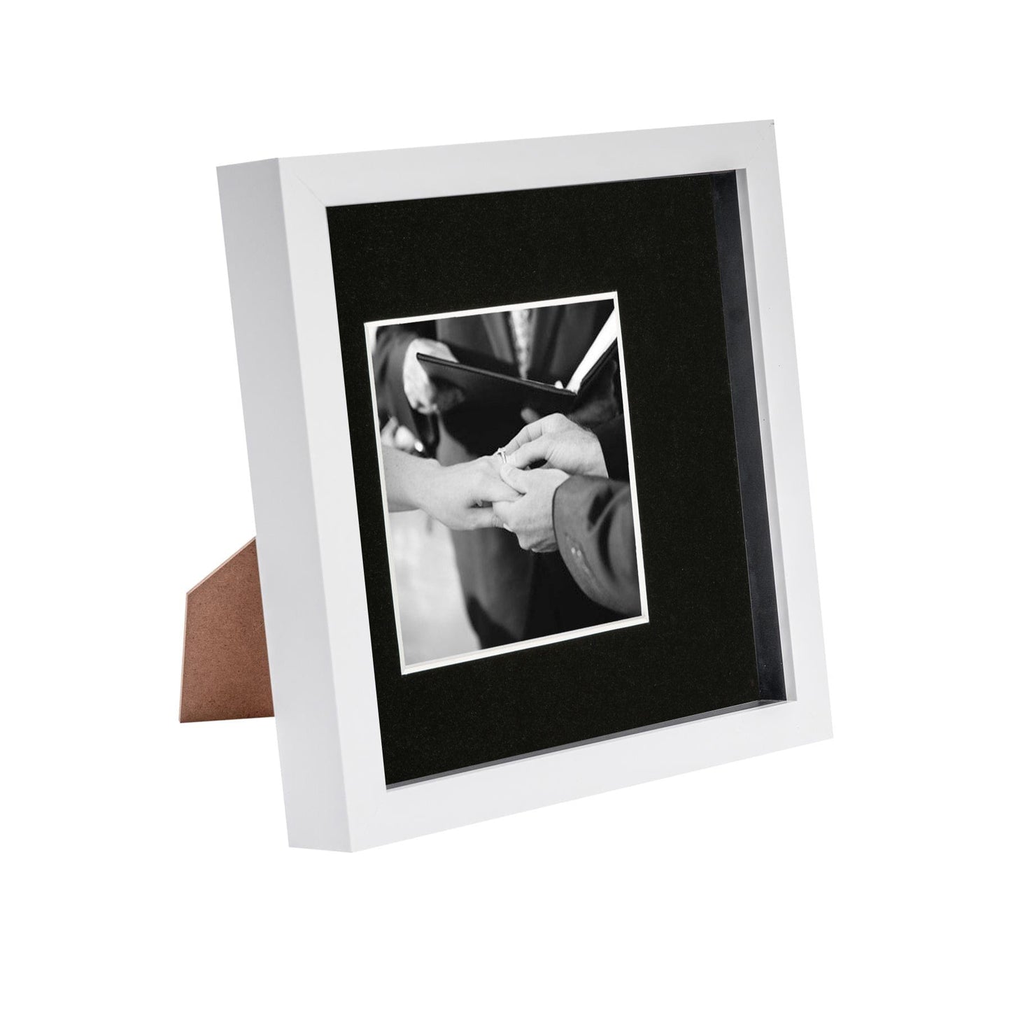 8" x 8" White 3D Box Photo Frame - with 4" x 4" Mount