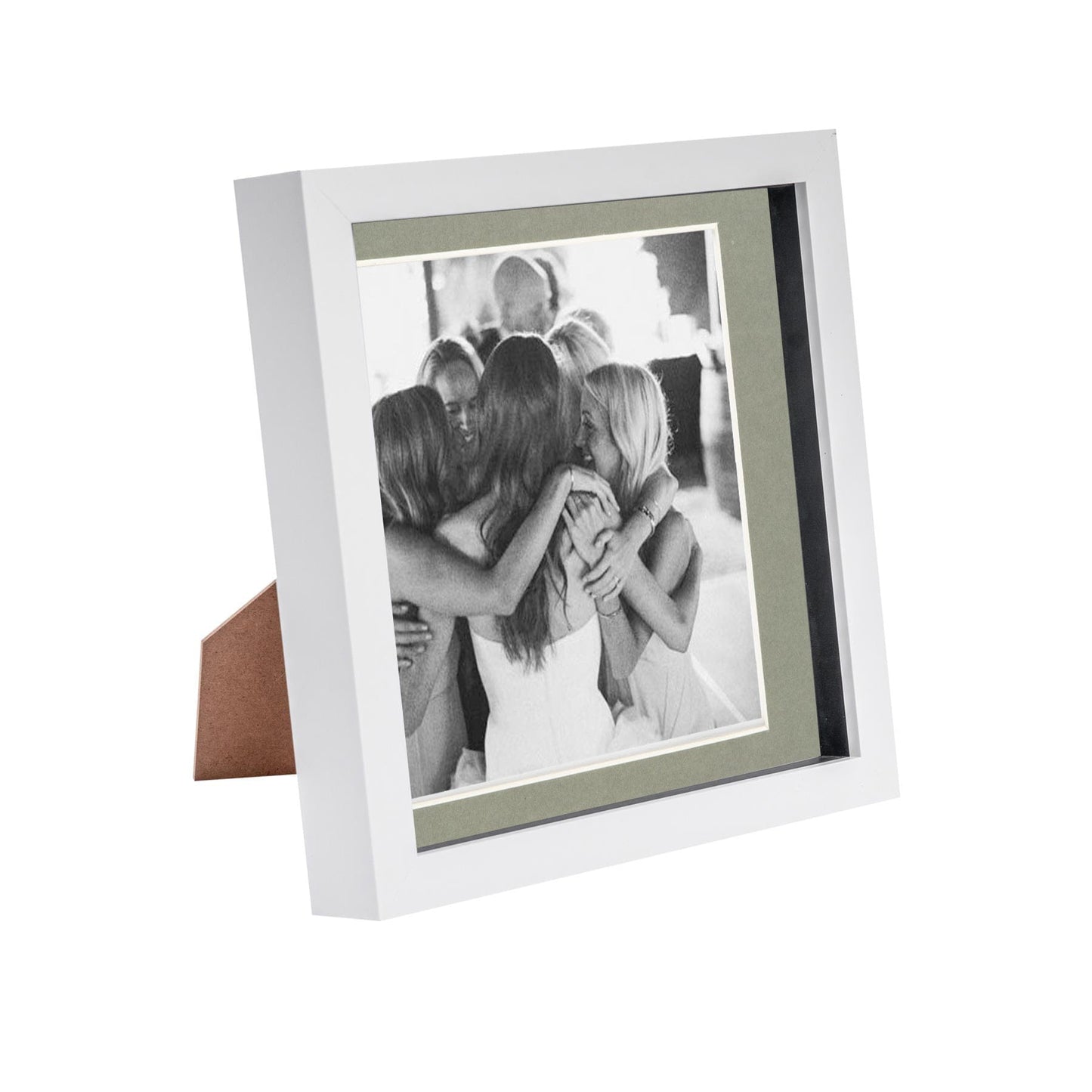 8" x 8" White 3D Box Photo Frame - with 6" x 6" Mount