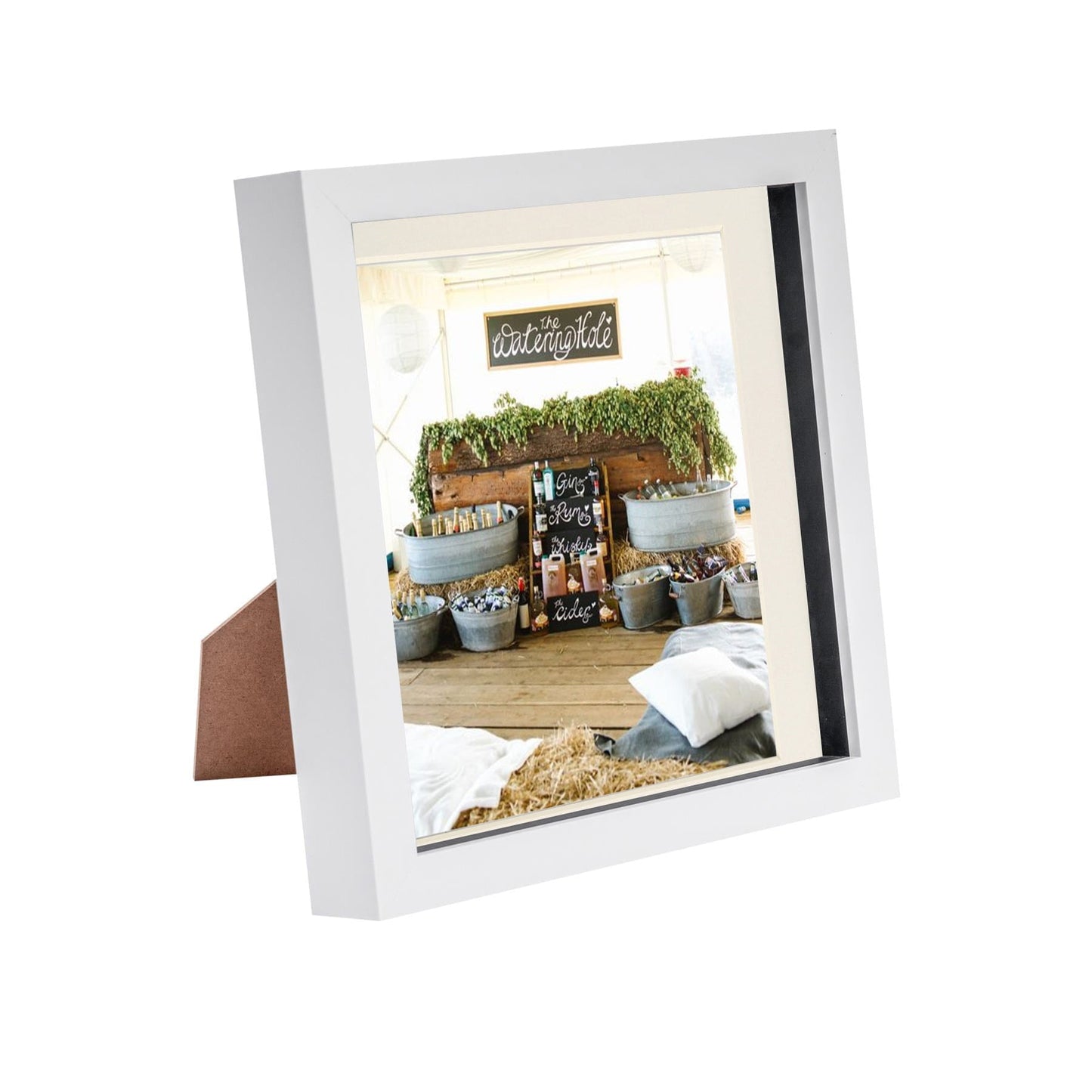 8" x 8" White 3D Box Photo Frame - with 6" x 6" Mount