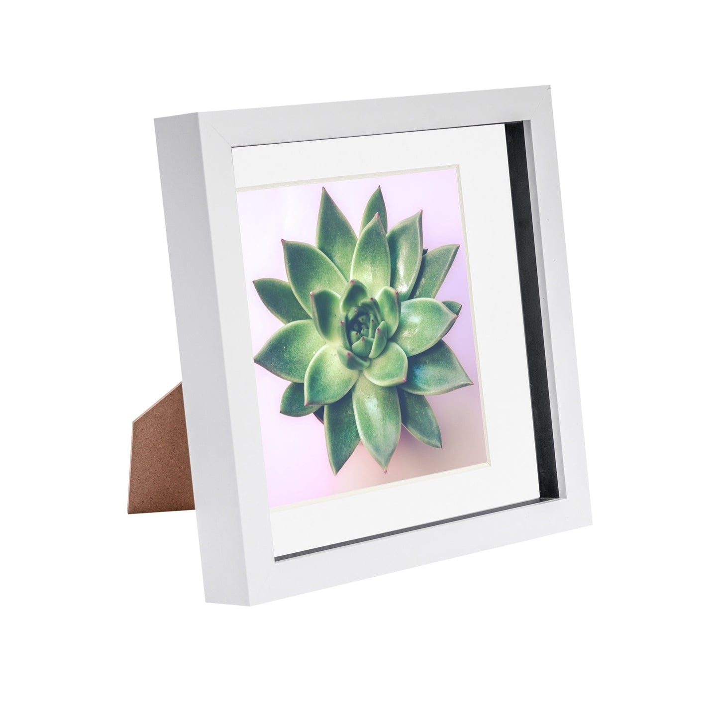 8" x 8" White 3D Box Photo Frame - with 6" x 6" Mount