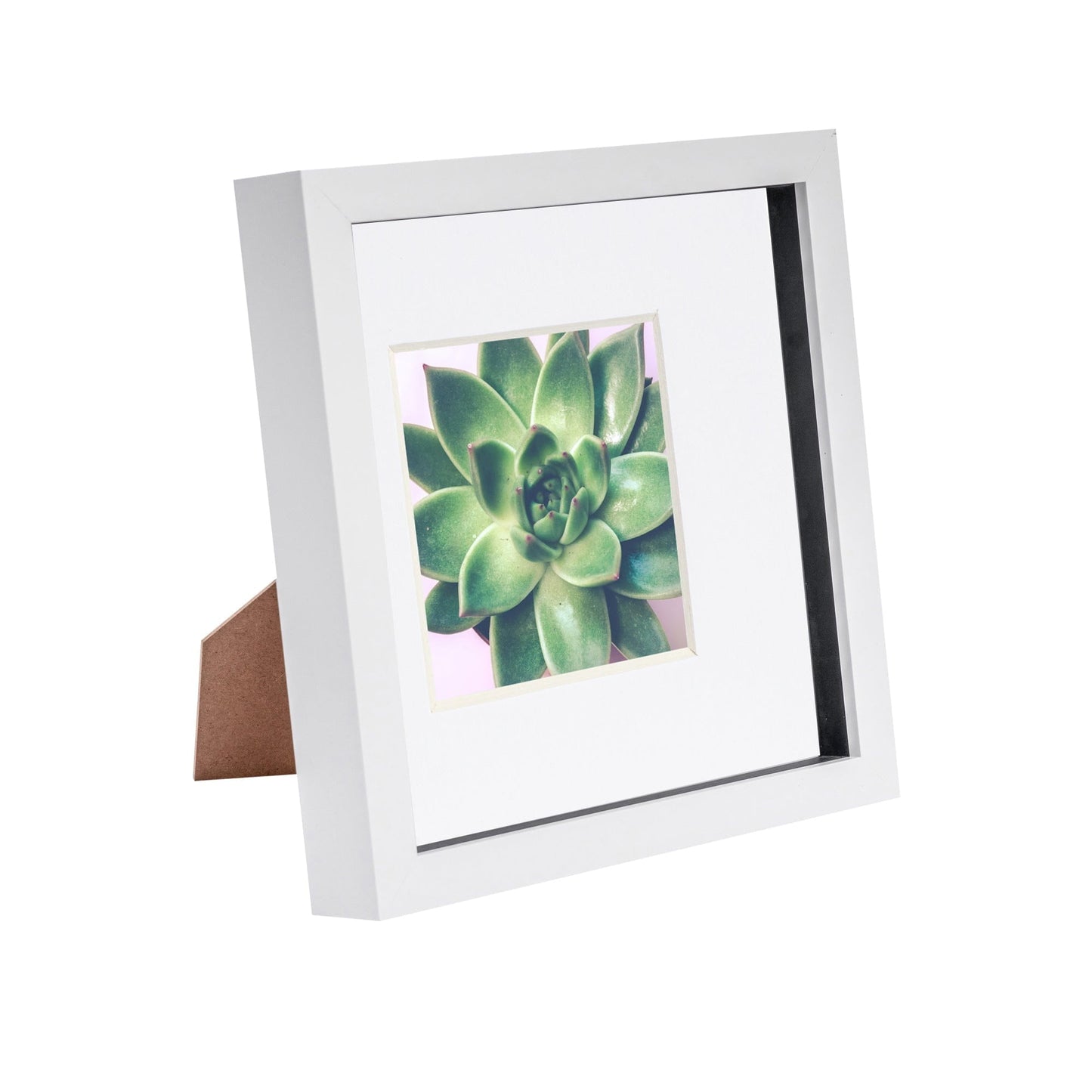 8" x 8" White 3D Box Photo Frame - with 4" x 4" Mount