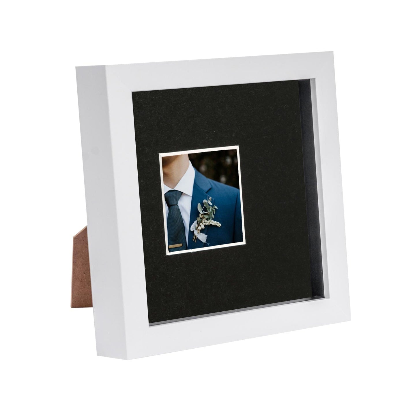 6" x 6" White 3D Box Photo Frame with 2" x 2" Mount