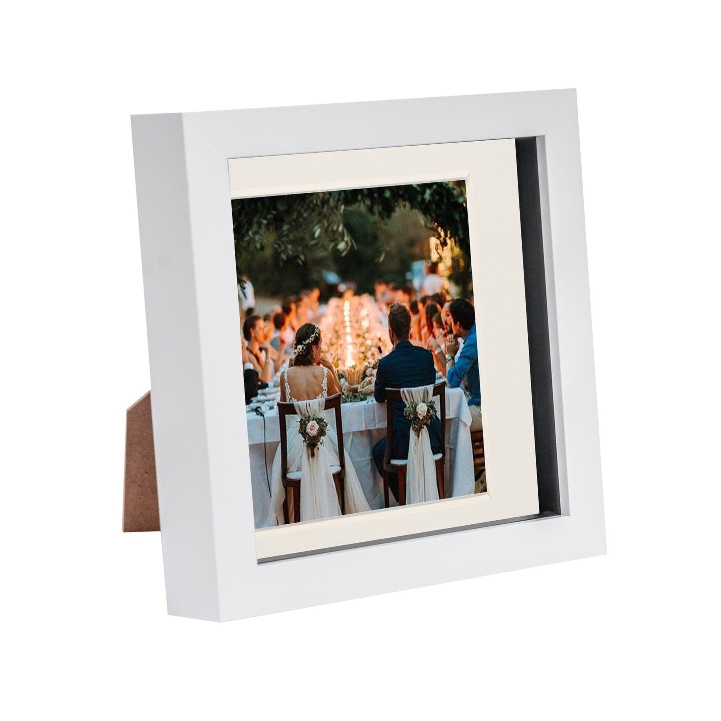 6" x 6" White 3D Box Photo Frame - with 4" x 4" Mount