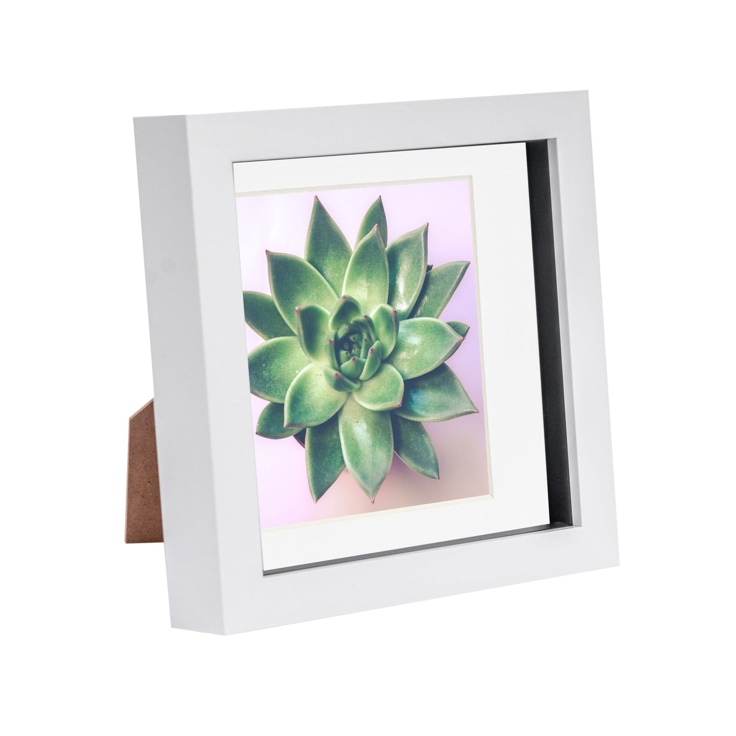 6" x 6" White 3D Box Photo Frame - with 4" x 4" Mount
