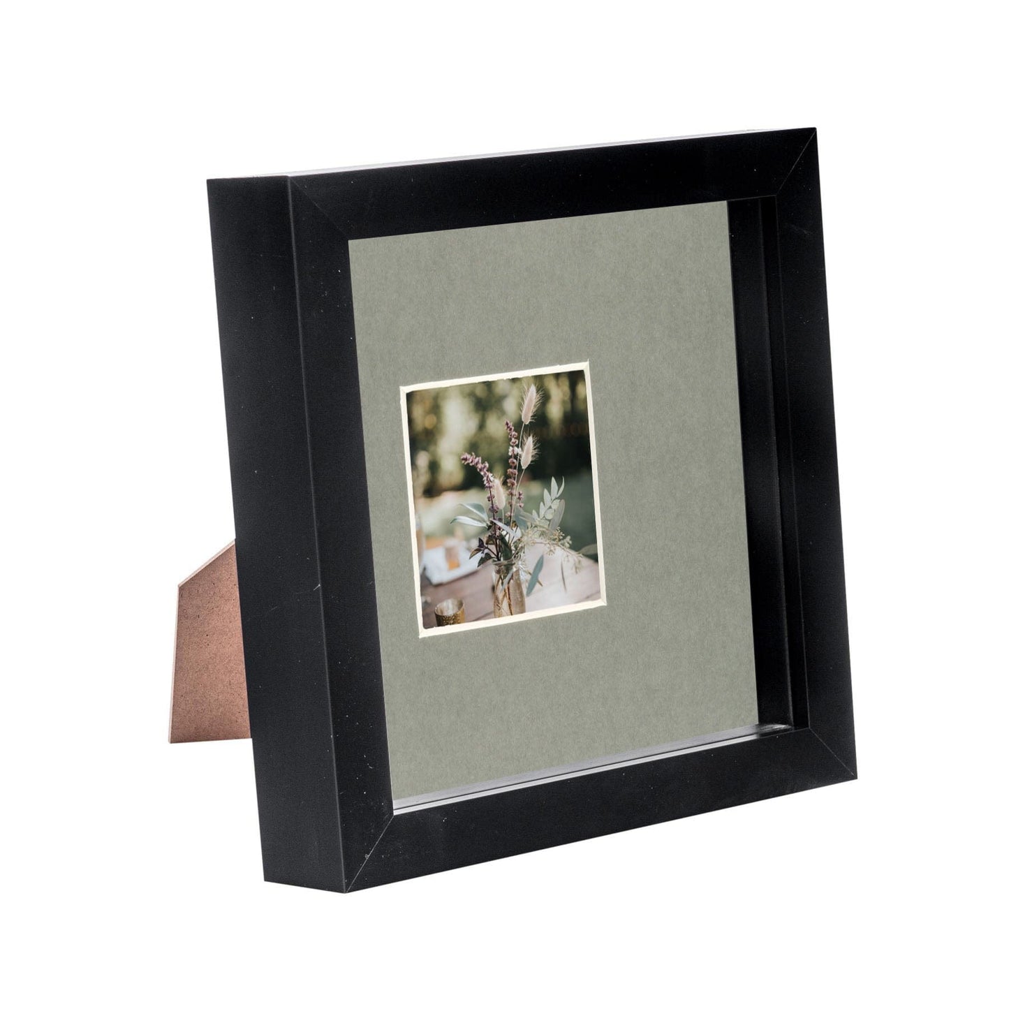 6" x 6" Black 3D Box Photo Frame - with 2" x 2" Mount