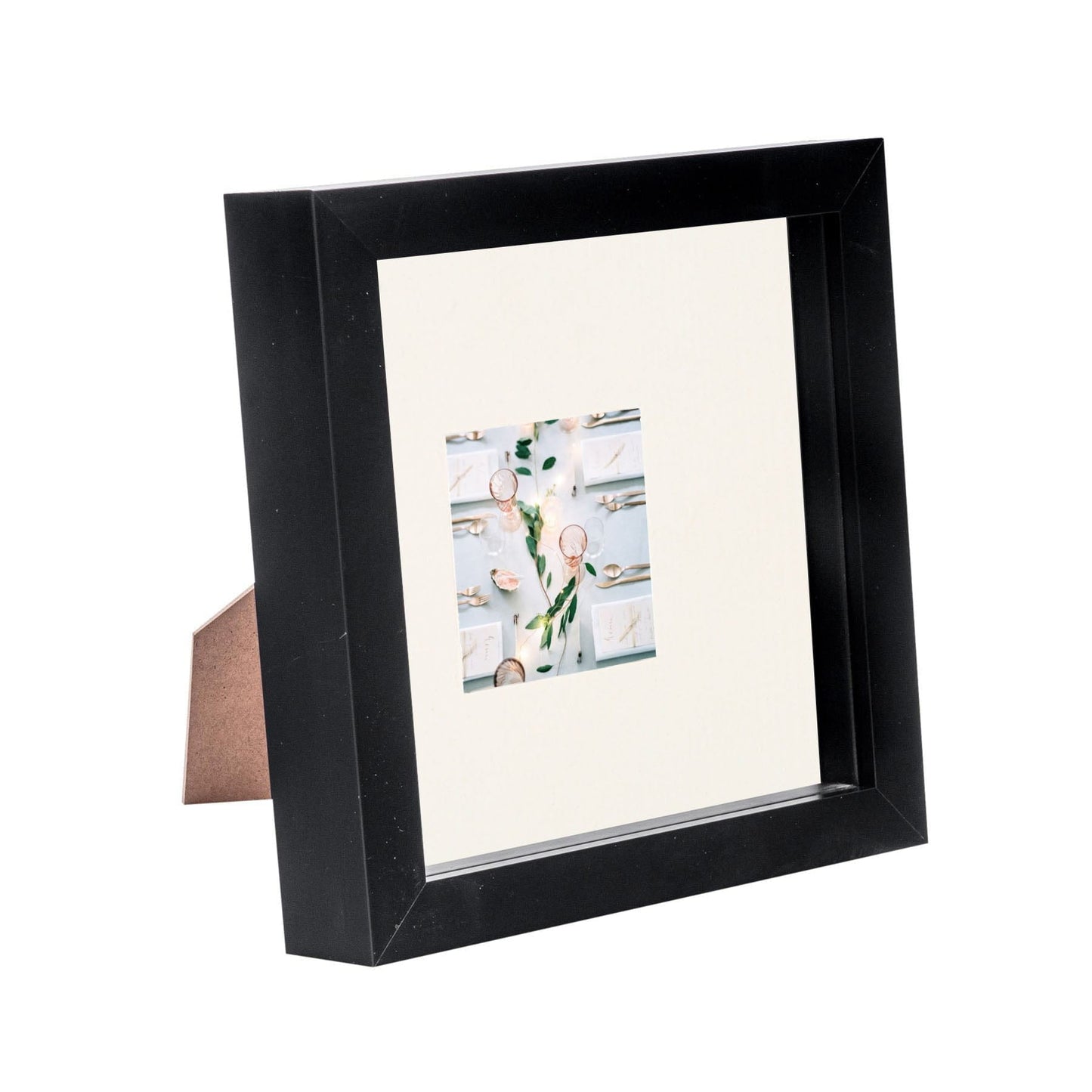6" x 6" Black 3D Box Photo Frame - with 2" x 2" Mount