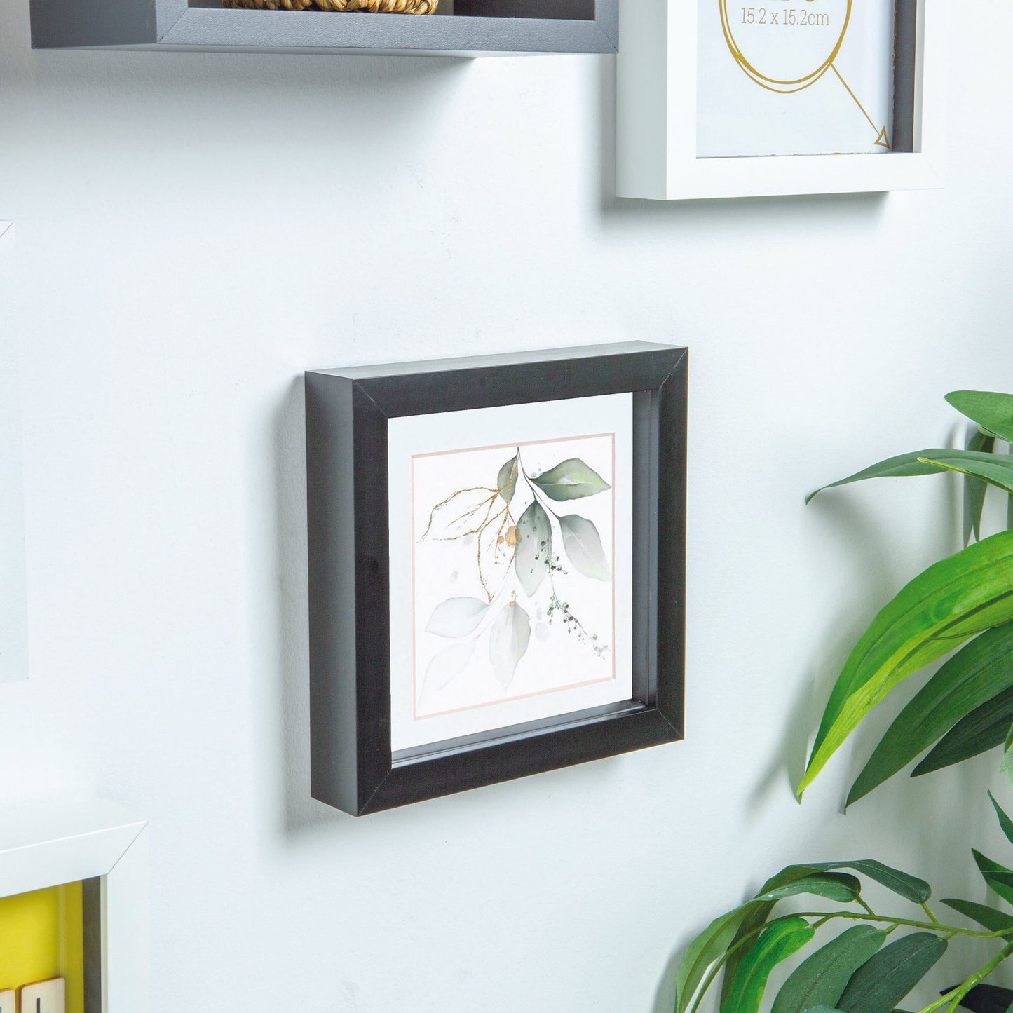 6" x 6" Black 3D Box Photo Frame - with 4" x 4" Mount