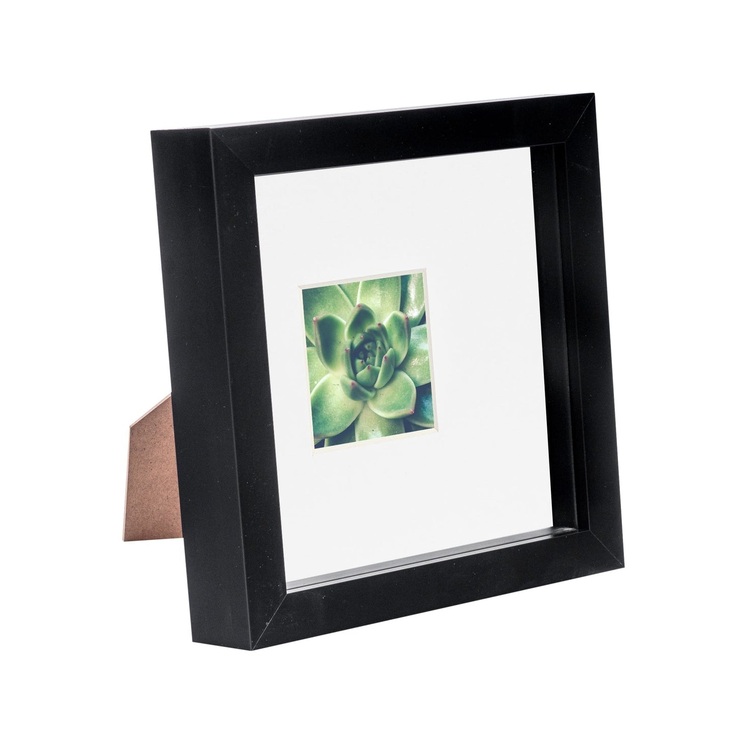 6" x 6" Black 3D Box Photo Frame - with 2" x 2" Mount