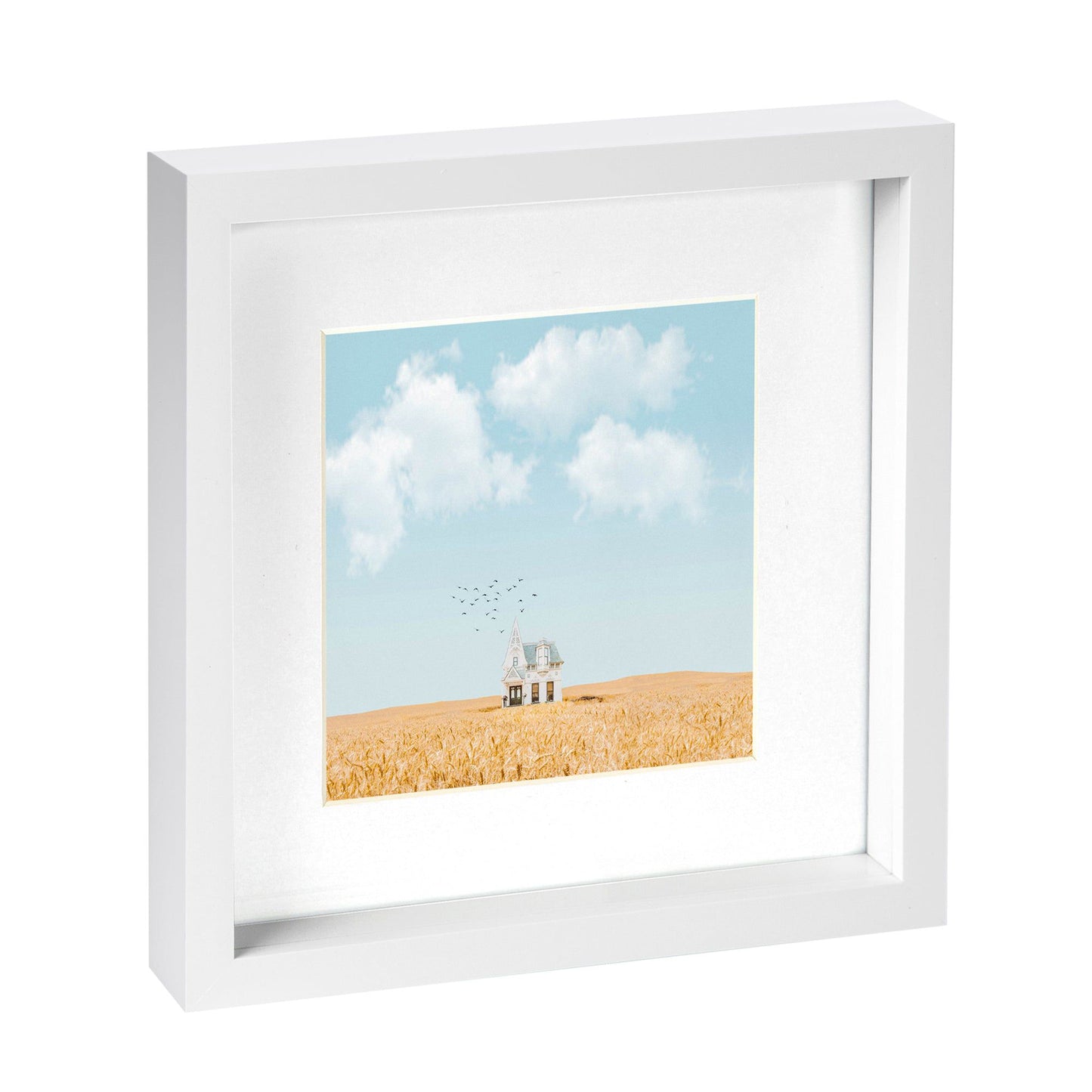 10" x 10" White 3D Box Photo Frame with 6" x 6" Mount