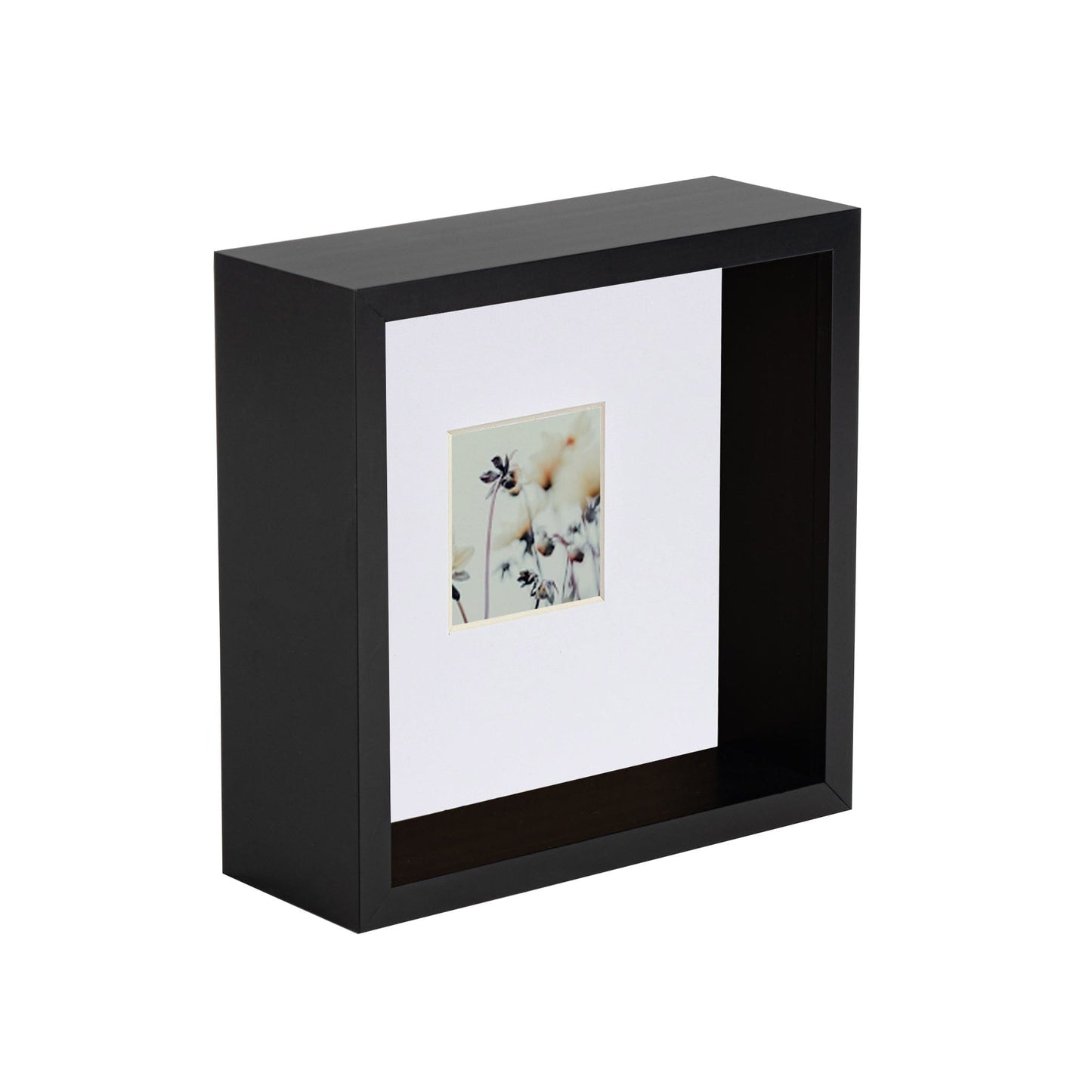6" x 6" 3D Deep Box Black Photo Frame with 2" x 2" Mount