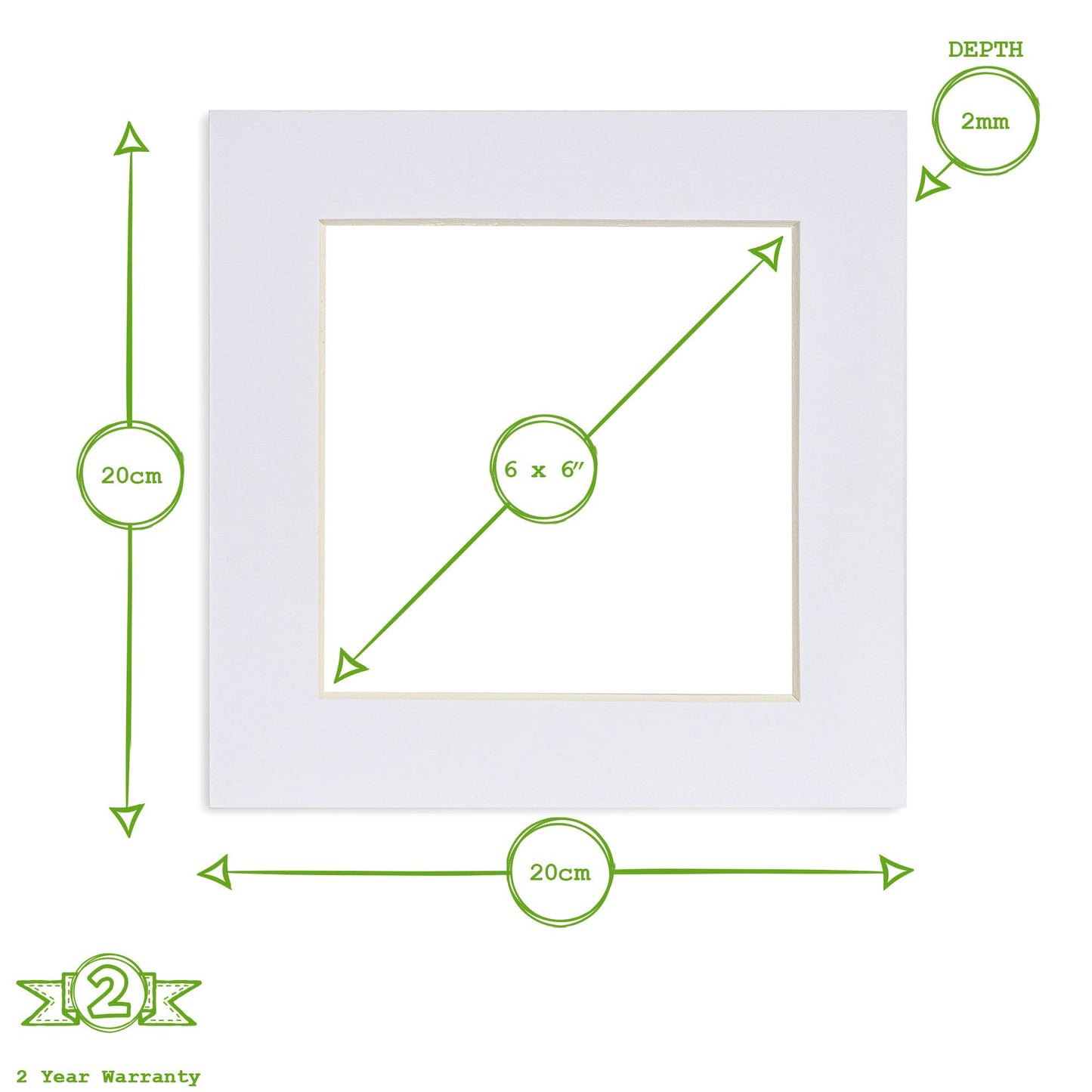 6" x 6" Picture Mounts for 8" x 8" Frame - Pack of 10