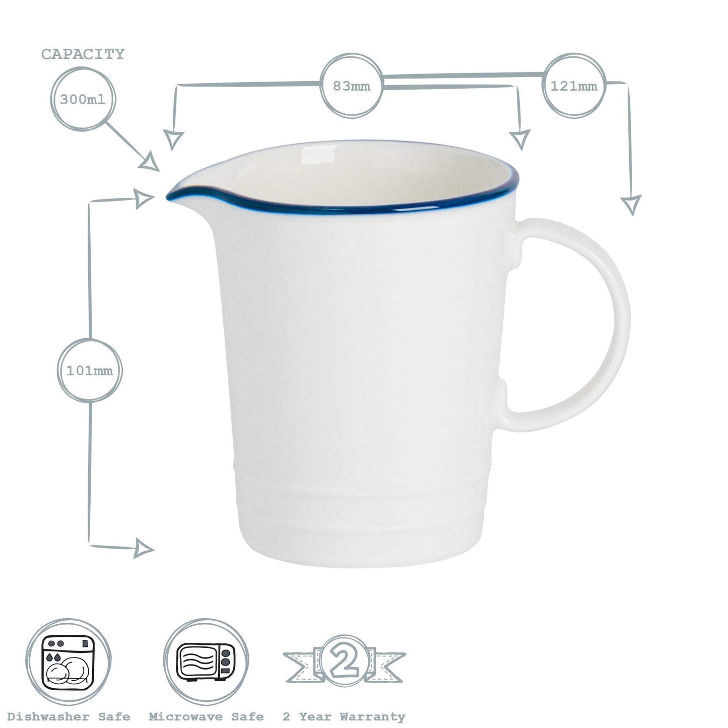 300ml Farmhouse White Porcelain Jug