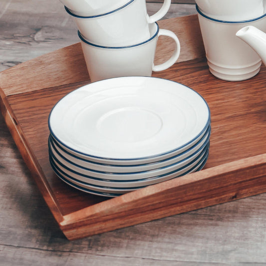 16cm Farmhouse White Porcelain Teacup Saucers - Pack of Six