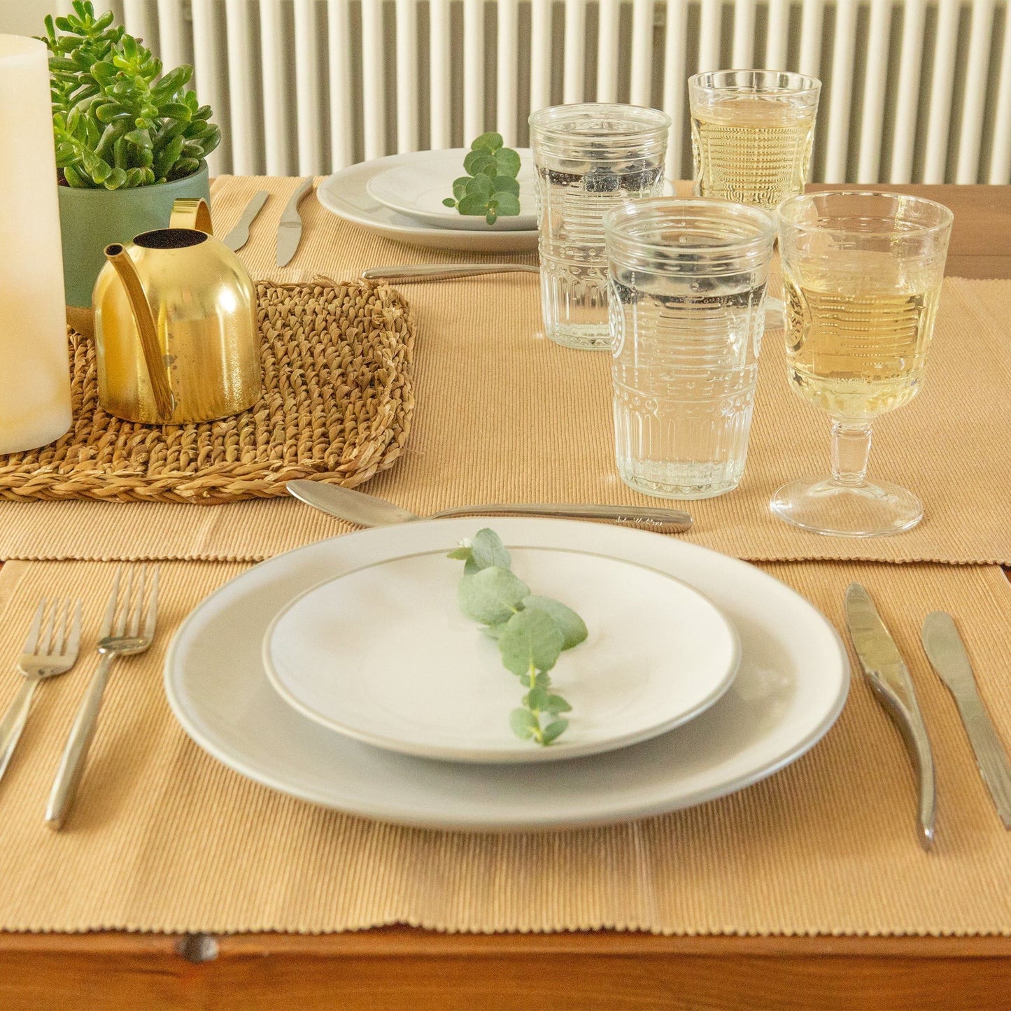 Ribbed Cotton Placemats with Table Runner