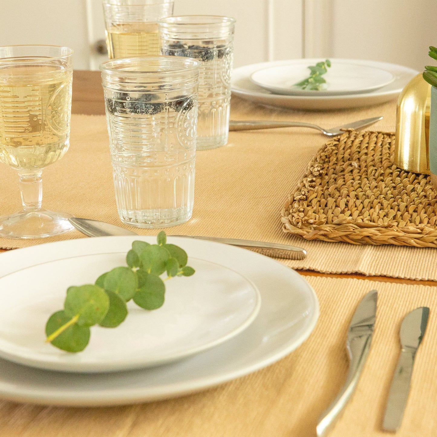 Ribbed Cotton Placemats with Table Runner
