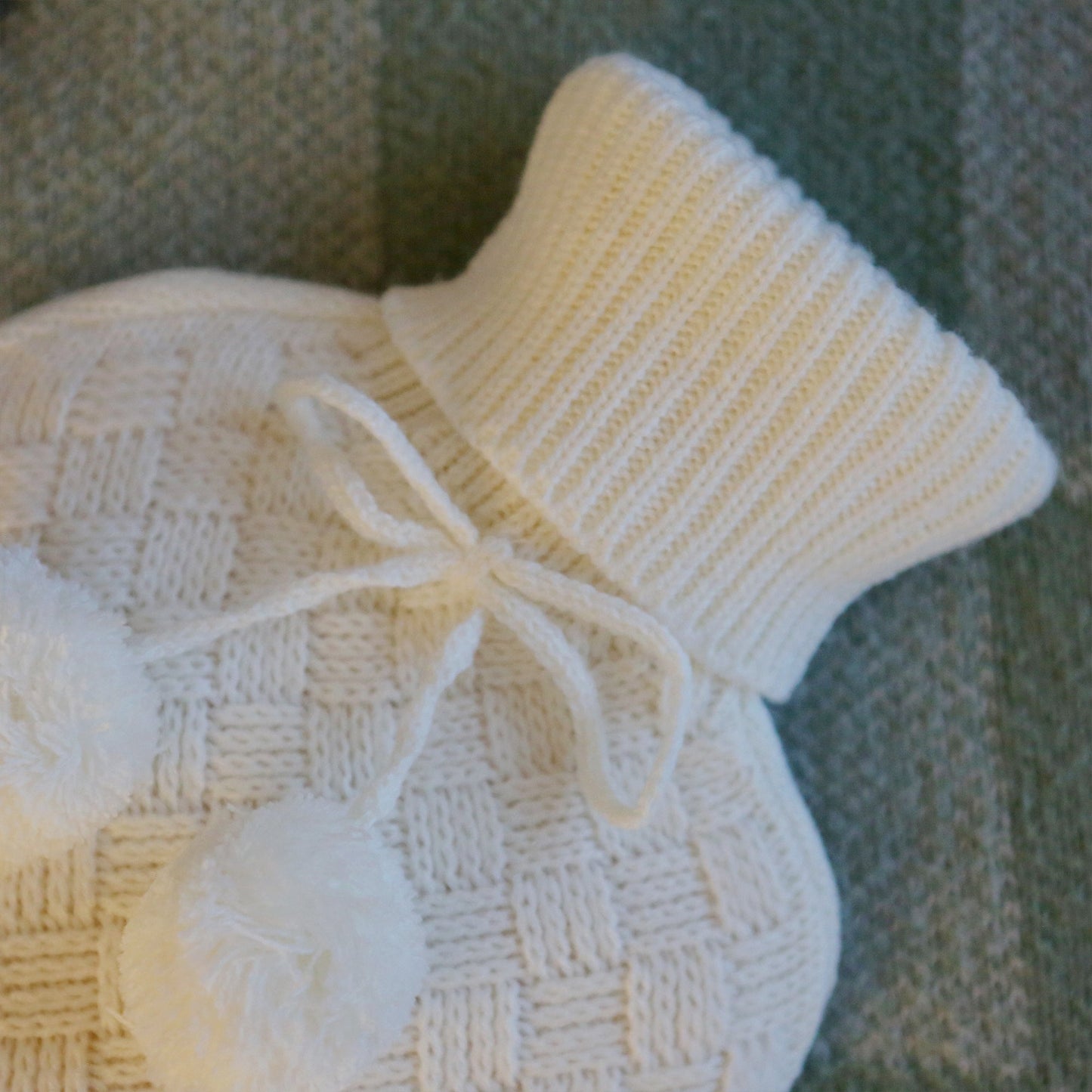 2L Pom Pom Knitted Hot Water Bottle & Cover Set