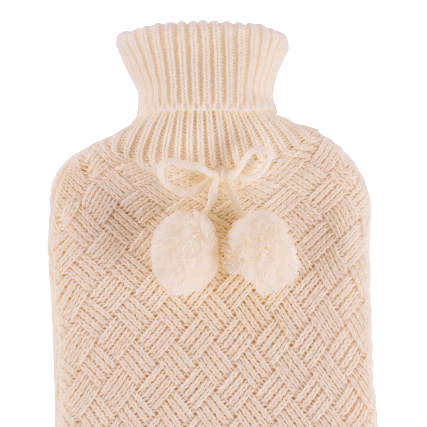 2L Pom Pom Knitted Hot Water Bottle & Cover Set