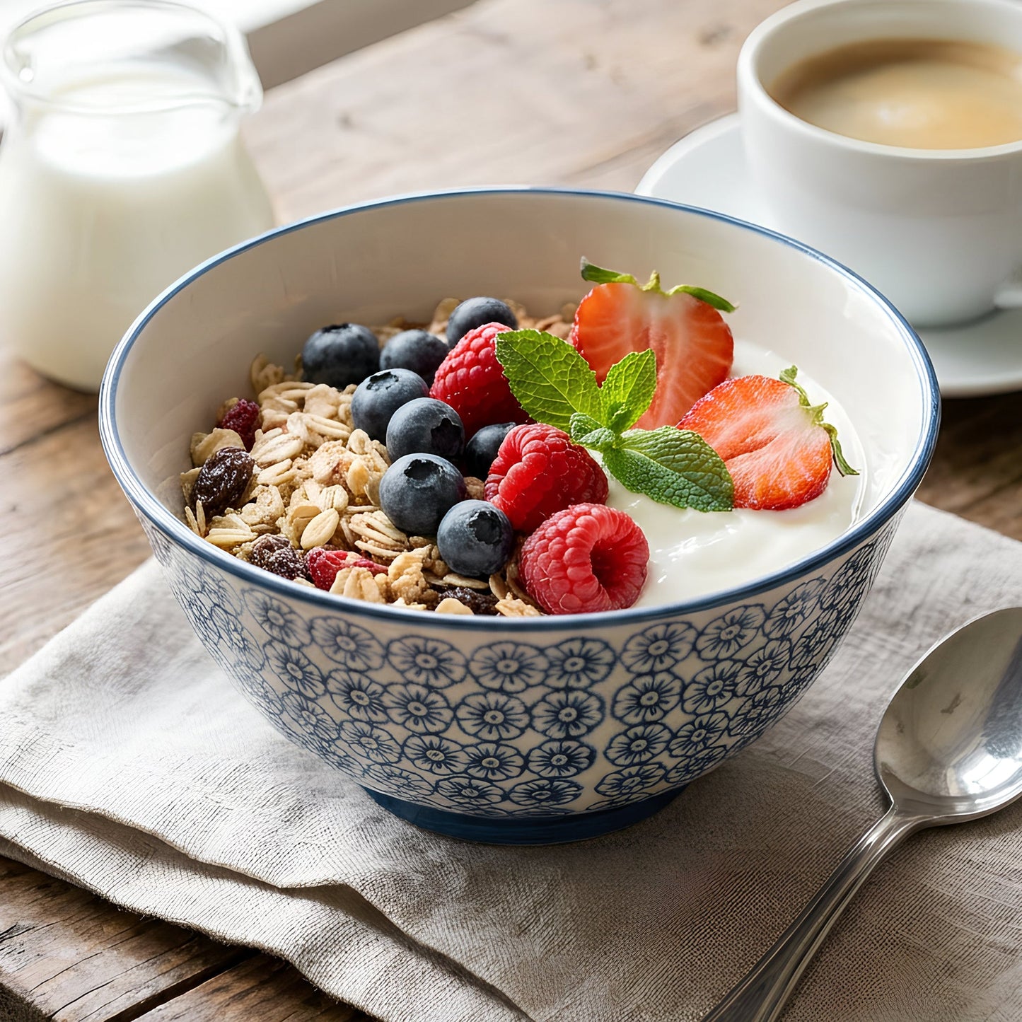 16cm Hand Printed Stoneware Cereal Bowls - Pack of Six
