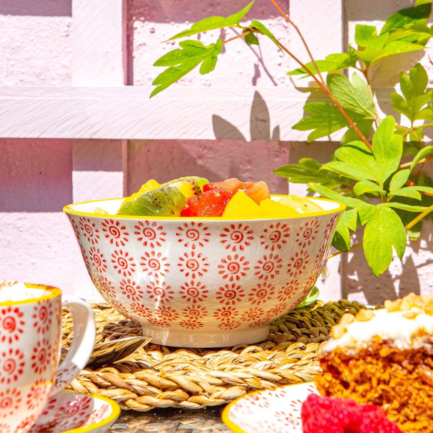 16cm Hand Printed Stoneware Cereal Bowls - Pack of Six