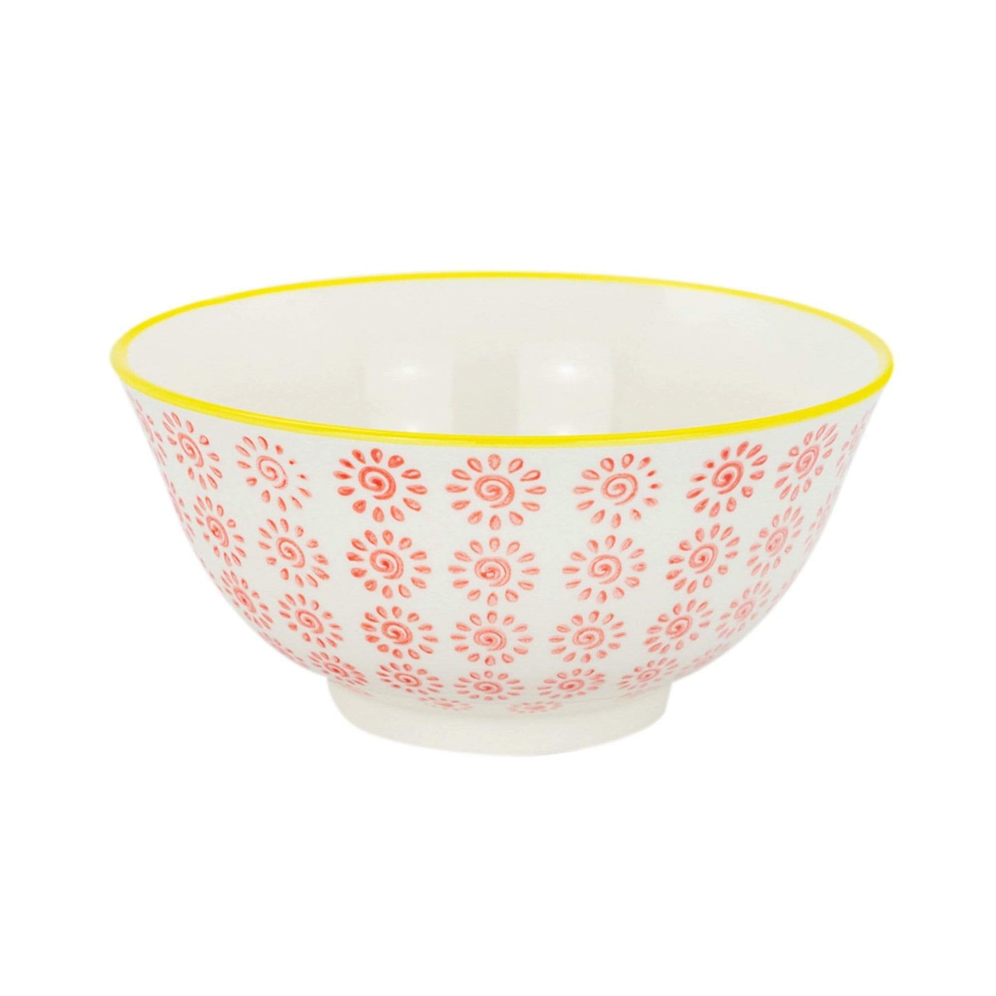 16cm Hand Printed Stoneware Cereal Bowls - Pack of Six