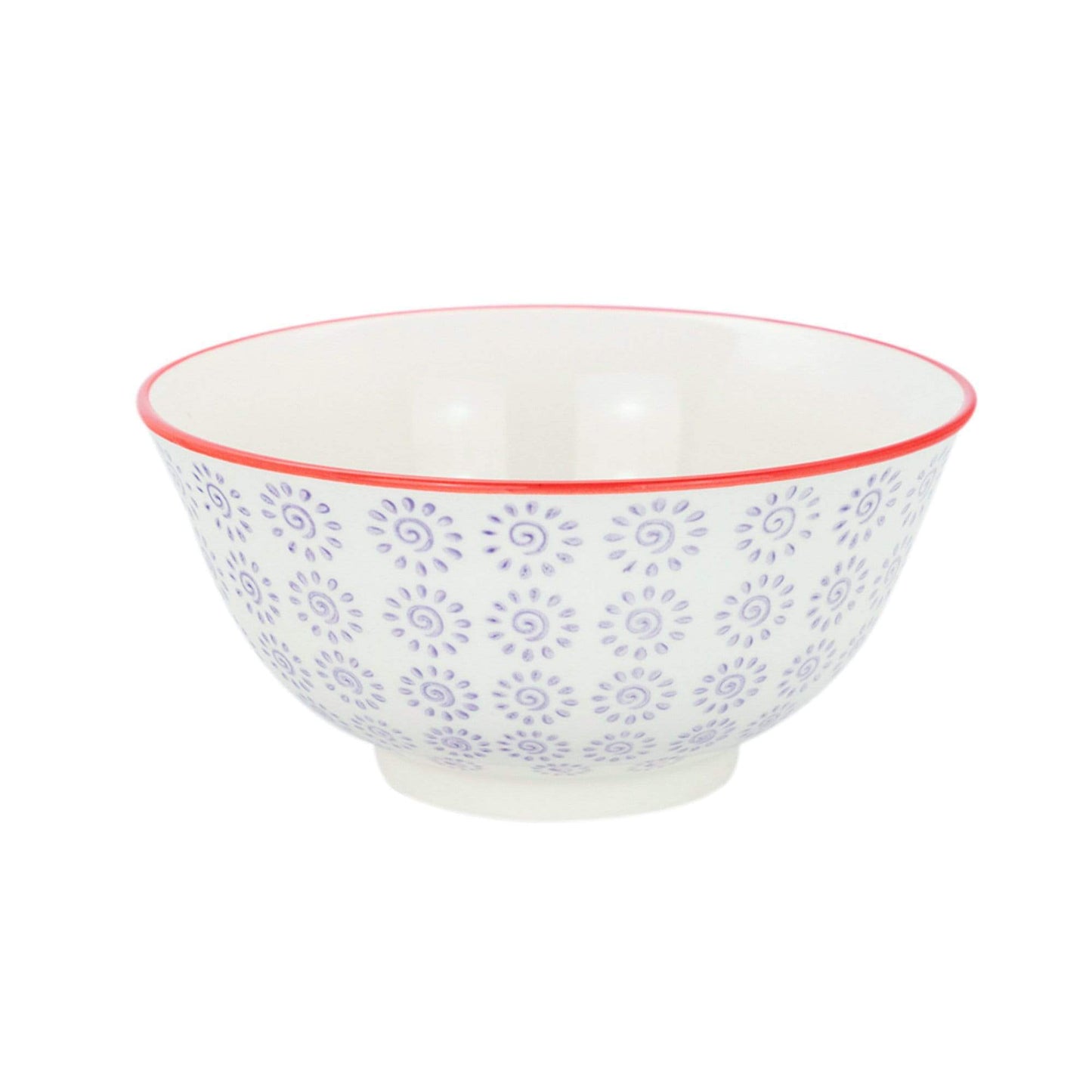 16cm Hand Printed Stoneware Cereal Bowls - Pack of Six
