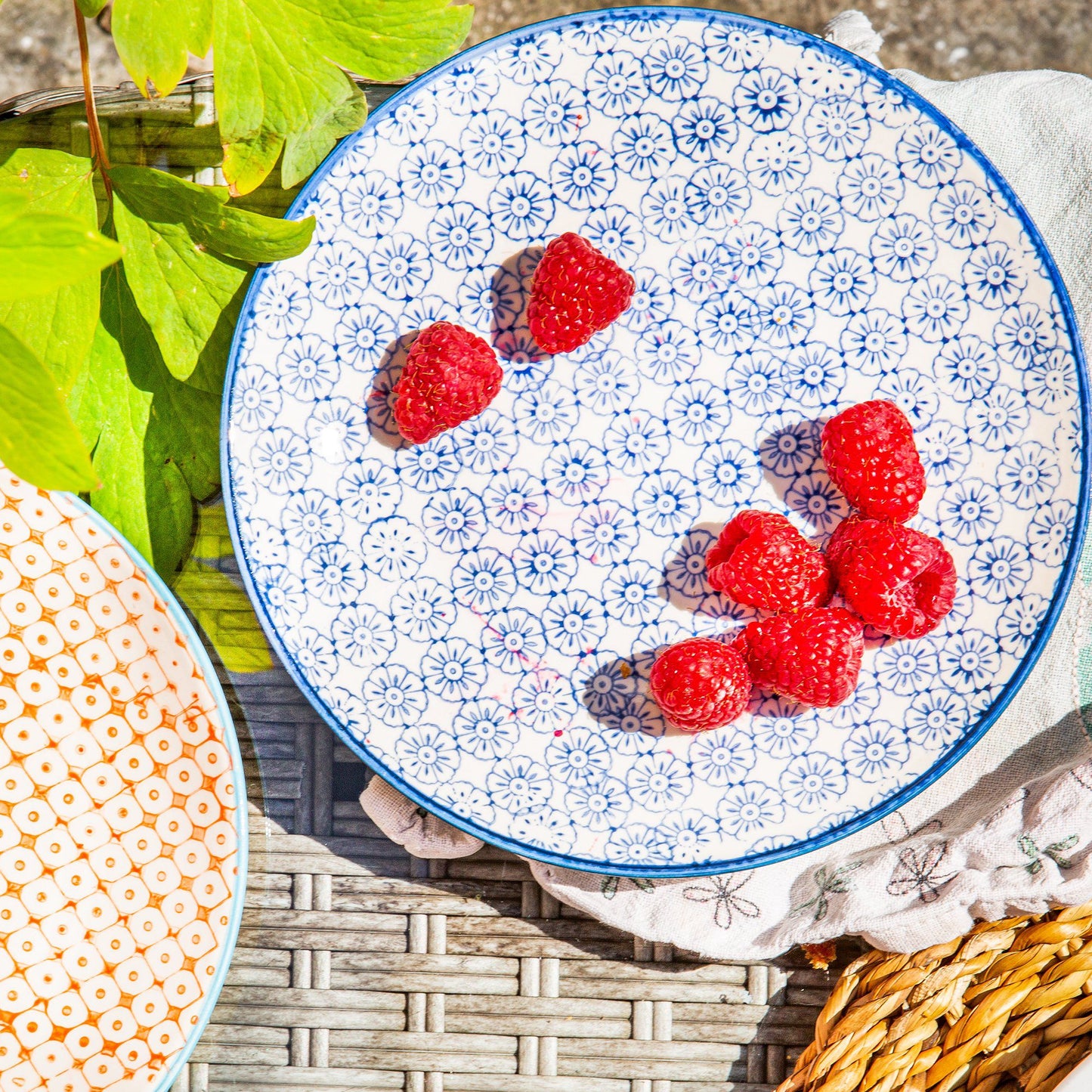 18cm Hand Printed Stoneware Side Plates - Pack of Six