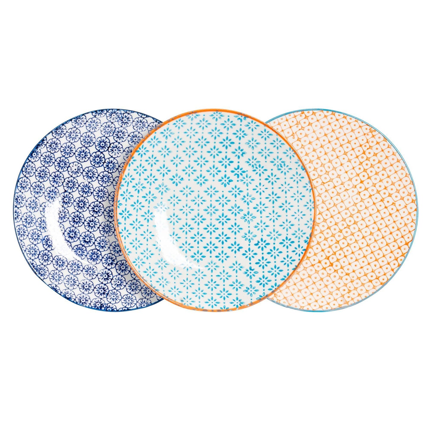 18cm Hand Printed Stoneware Side Plates - Pack of Six