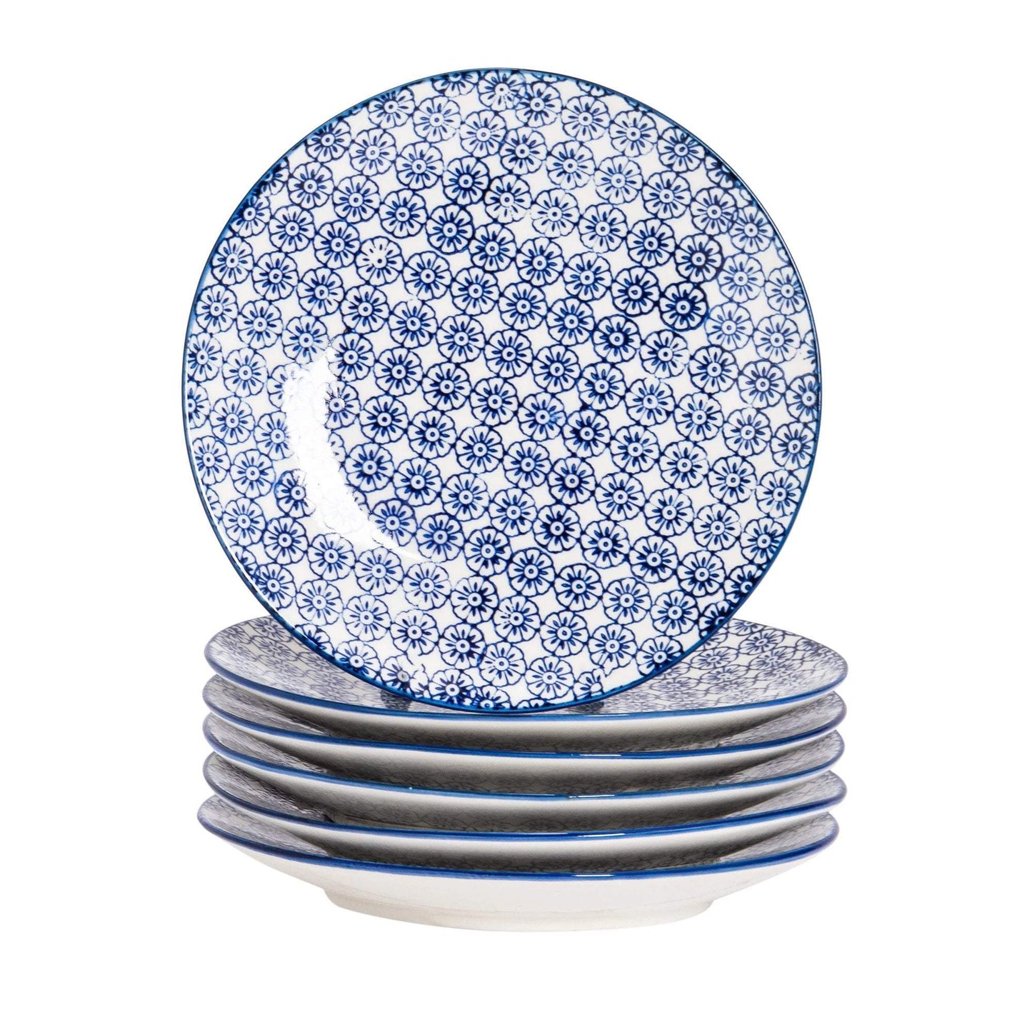 18cm Hand Printed Stoneware Side Plates - Pack of Six