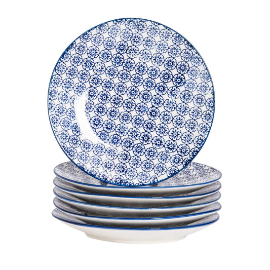 18cm Hand Printed Stoneware Side Plates - Pack of Six