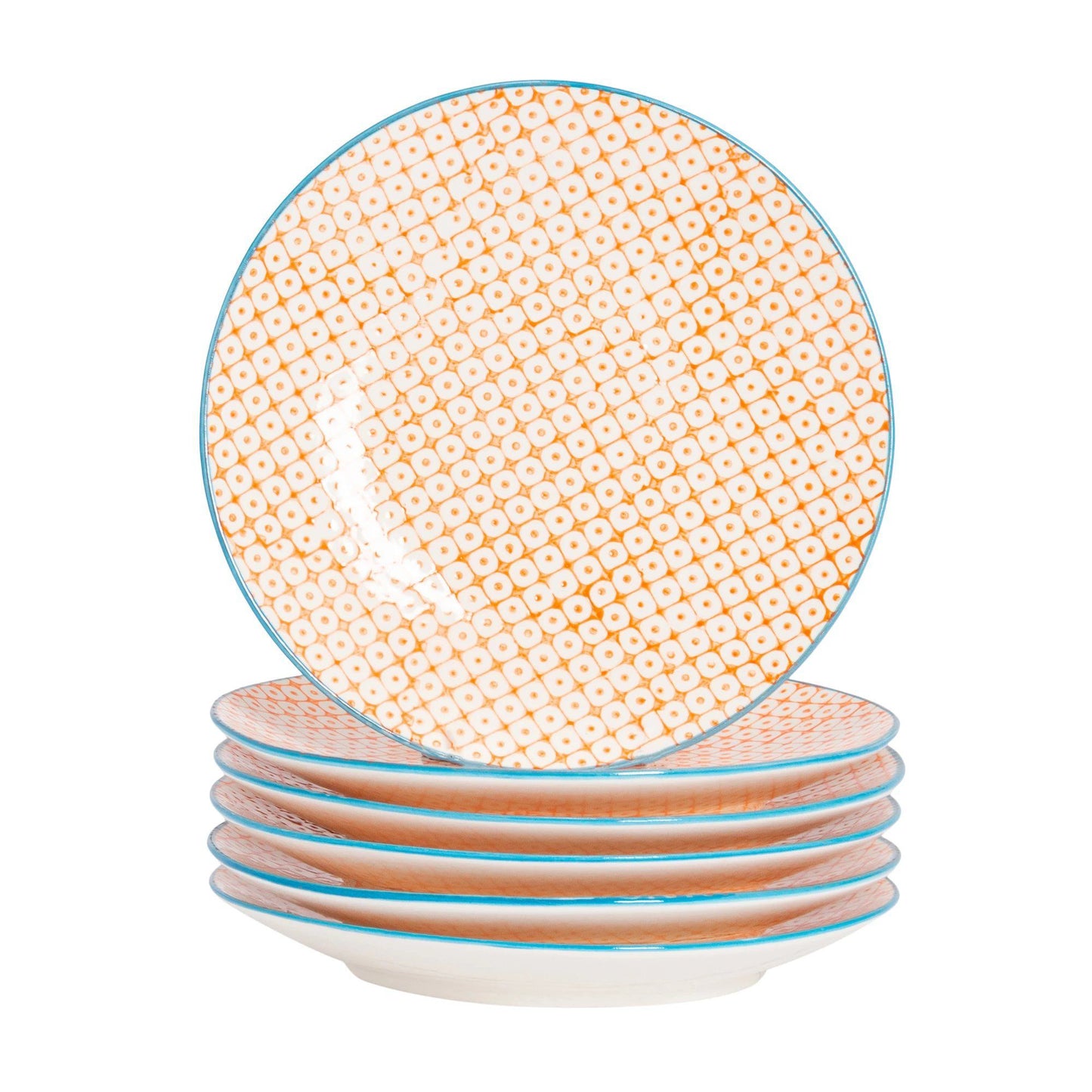 18cm Hand Printed Stoneware Side Plates - Pack of Six