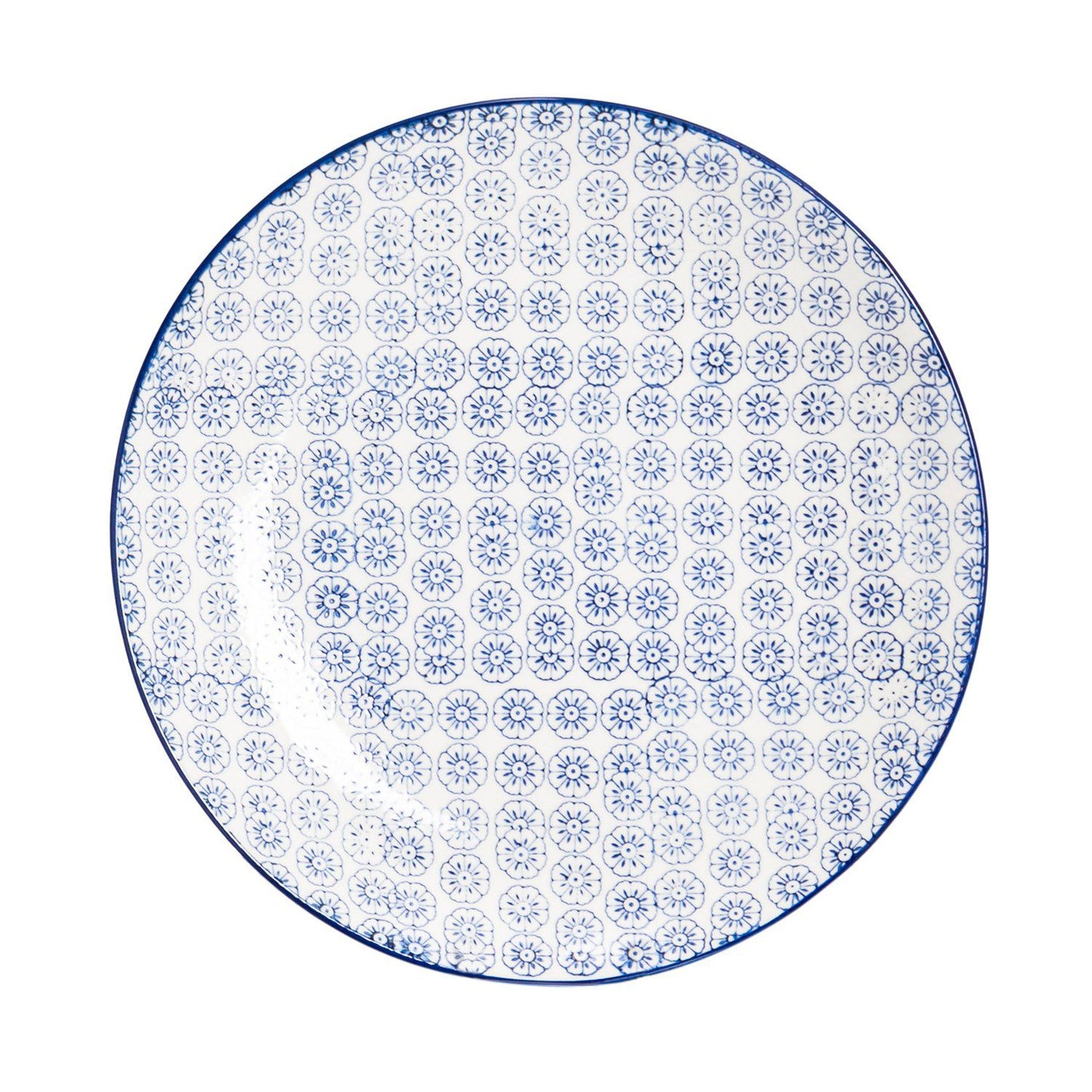 25.5cm Hand Printed Stoneware Dinner Plates - Pack of Six