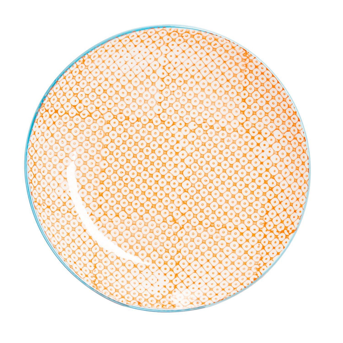 25.5cm Hand Printed Stoneware Dinner Plates - Pack of Six