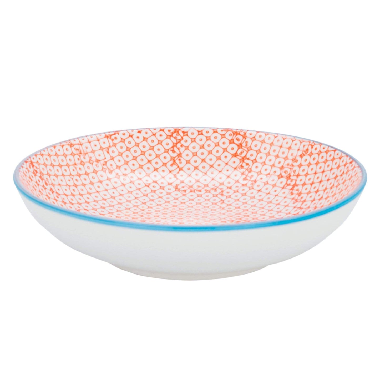 22cm Hand Printed Stoneware Pasta Bowls - Pack of Six
