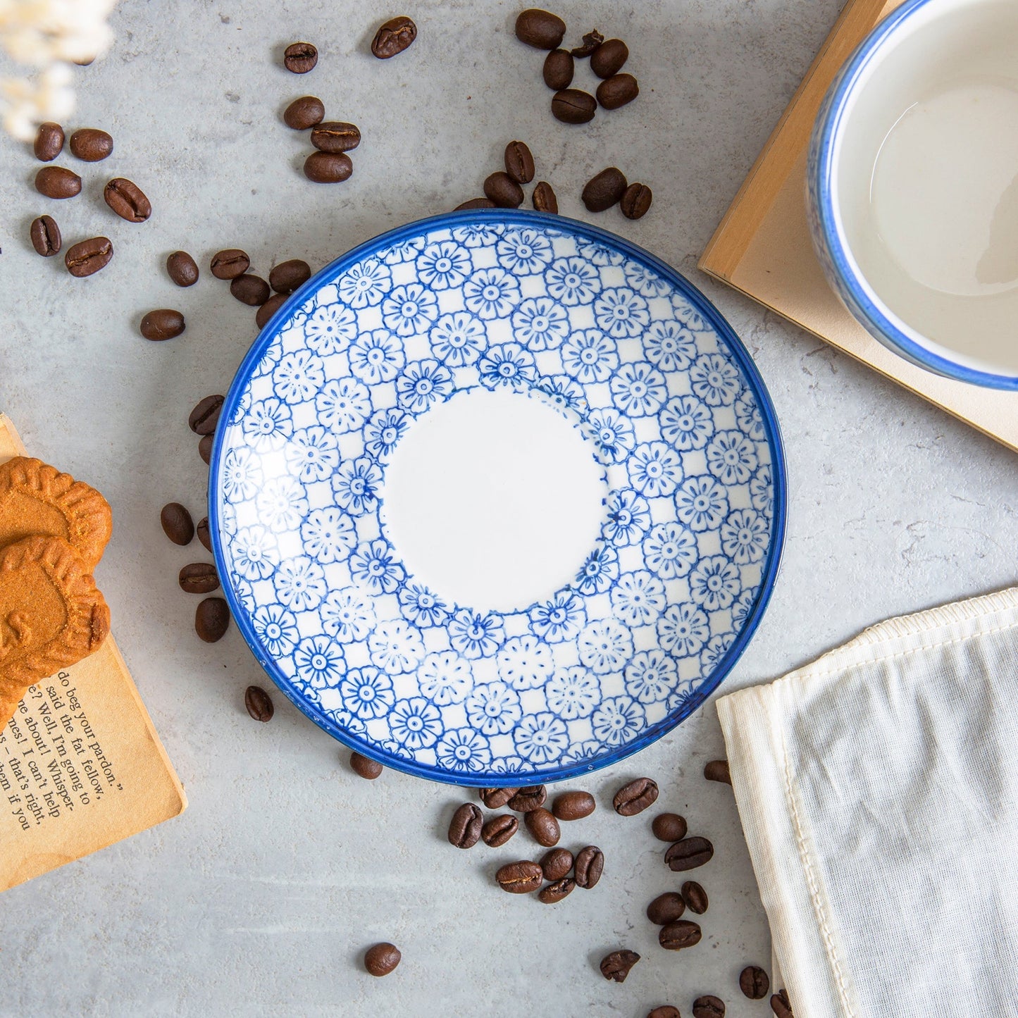 14.5cm Multicoloured Hand Printed Stoneware Cappuccino Saucers - Pack of Six