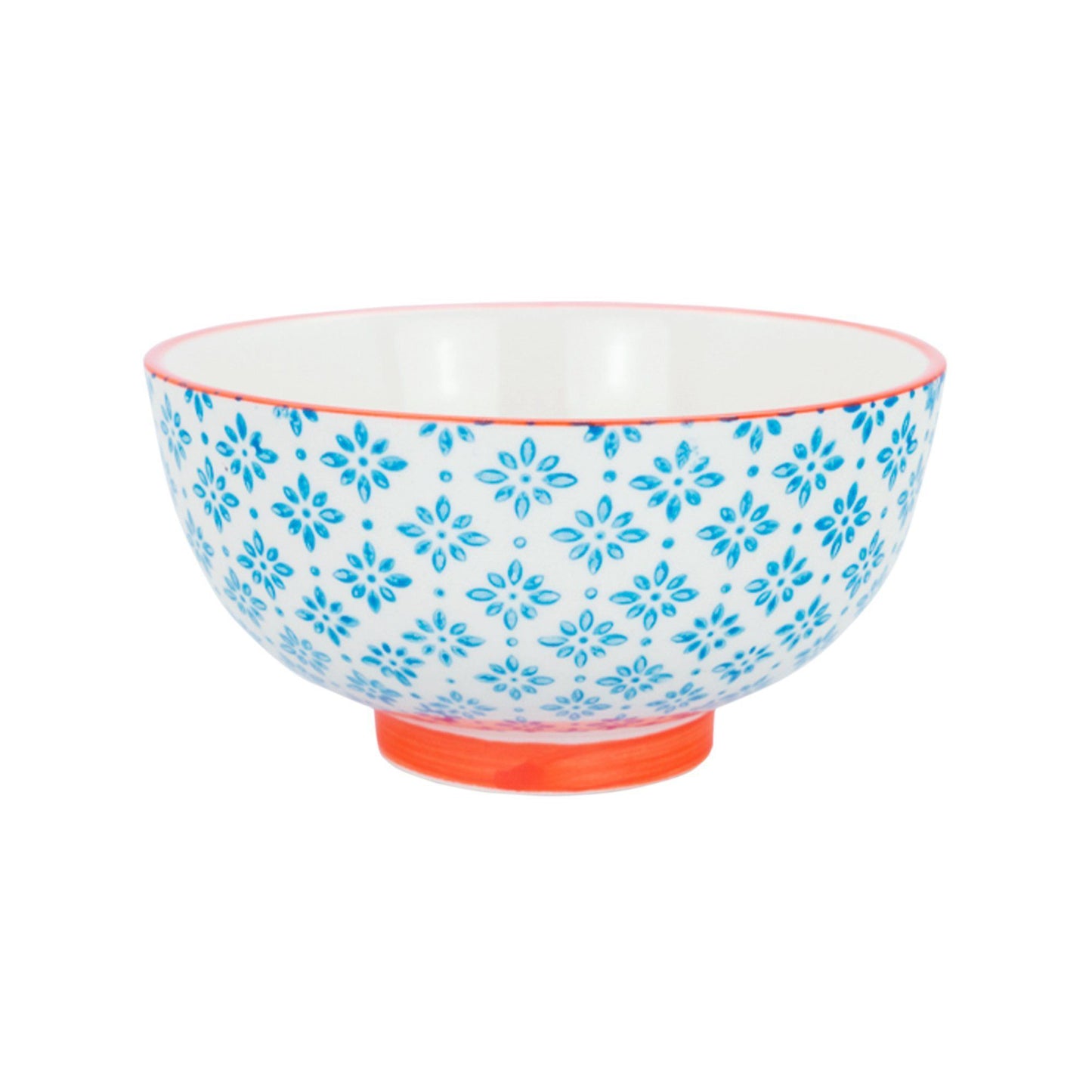 12cm Hand Printed Stoneware Rice Bowls - Pack of Six