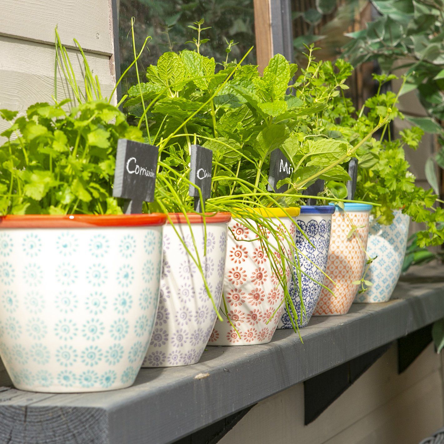 14cm Hand Printed Stoneware Plant Pot