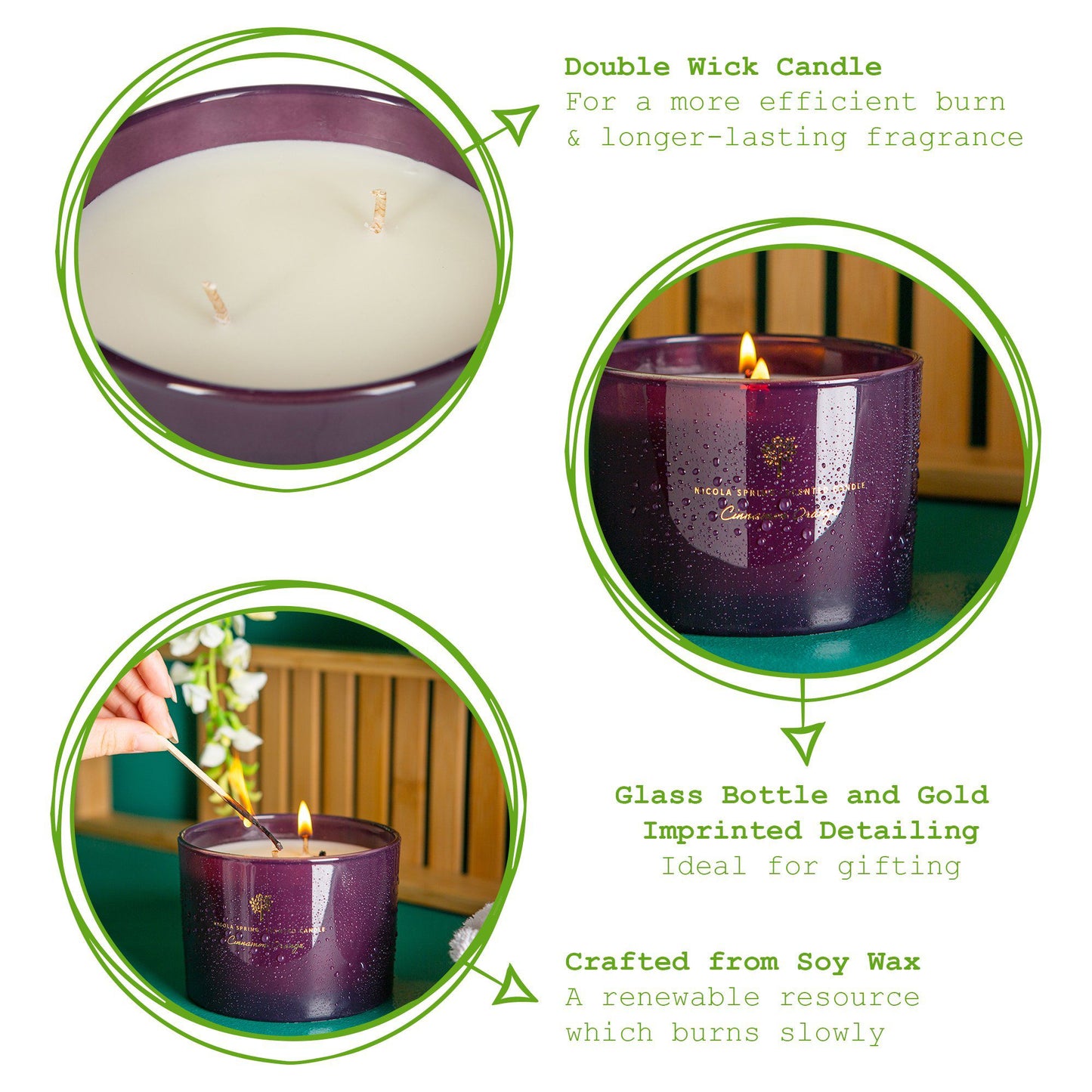 350g Double Wick Cinnamon Orange Soy Wax Scented Candle