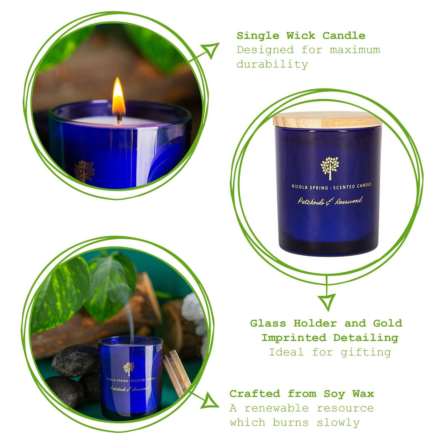 130g Patchouli & Rosewood Soy Wax Scented Candle