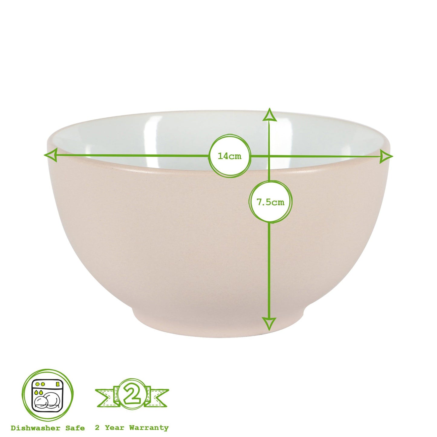 14cm Stoneware Cereal Bowls - Pack of Six