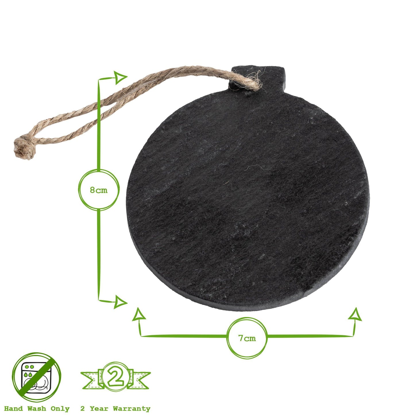 Slate Bauble Christmas Tree Decoration - Pack of Six