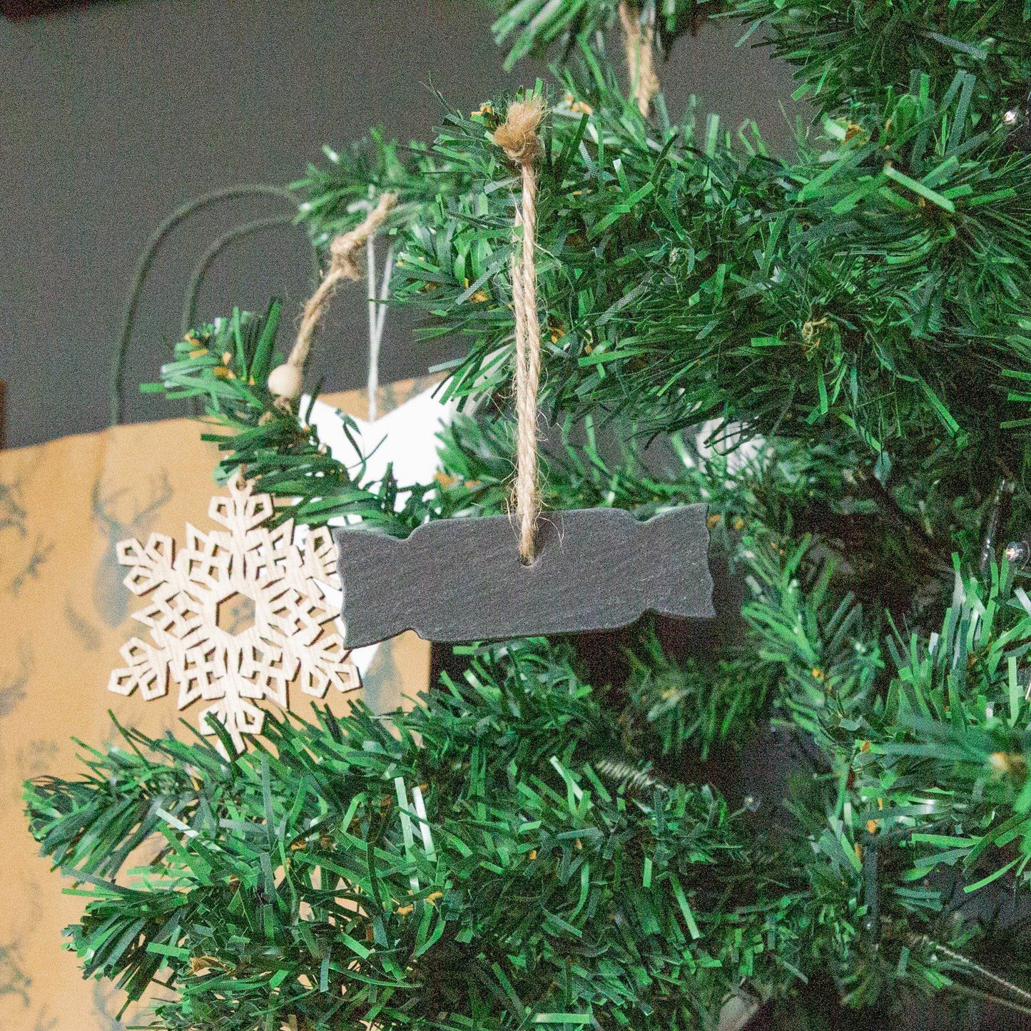 Slate Cracker Christmas Tree Decoration - Pack of Six