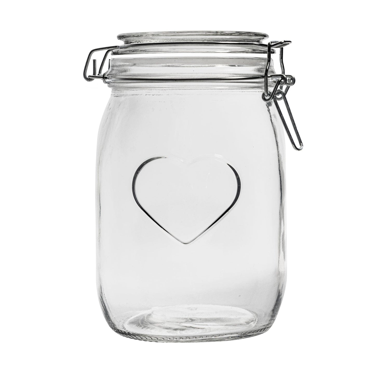 1L Air tight Glass Storage Jar with Embossed Heart Detail