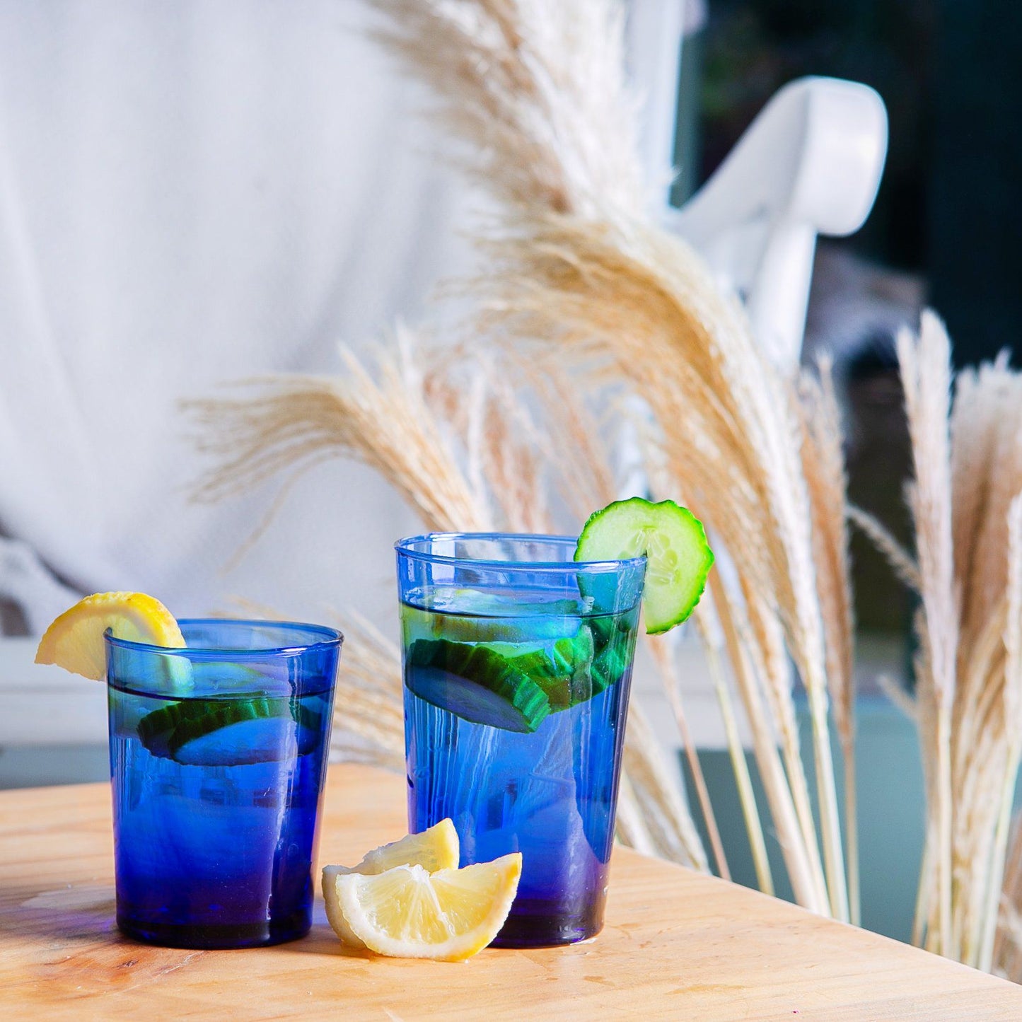 215ml Meknes Blue Recycled Tumbler Glasses - Pack of Six