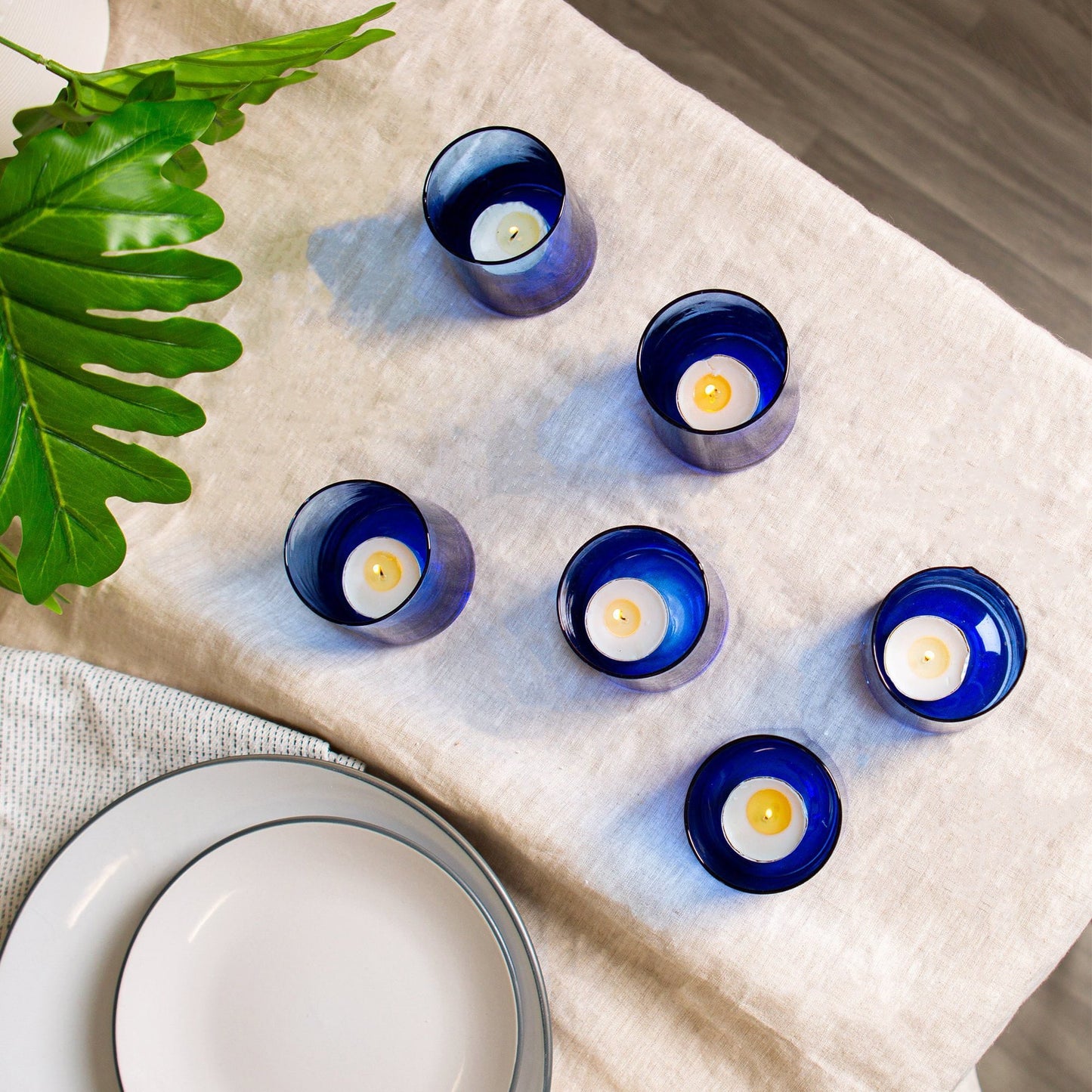 Recycled Glass Tea Light Holders - Pack of Three