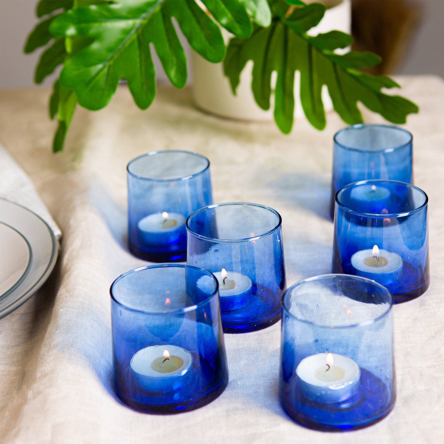 Recycled Glass Tea Light Holders - Pack of Three