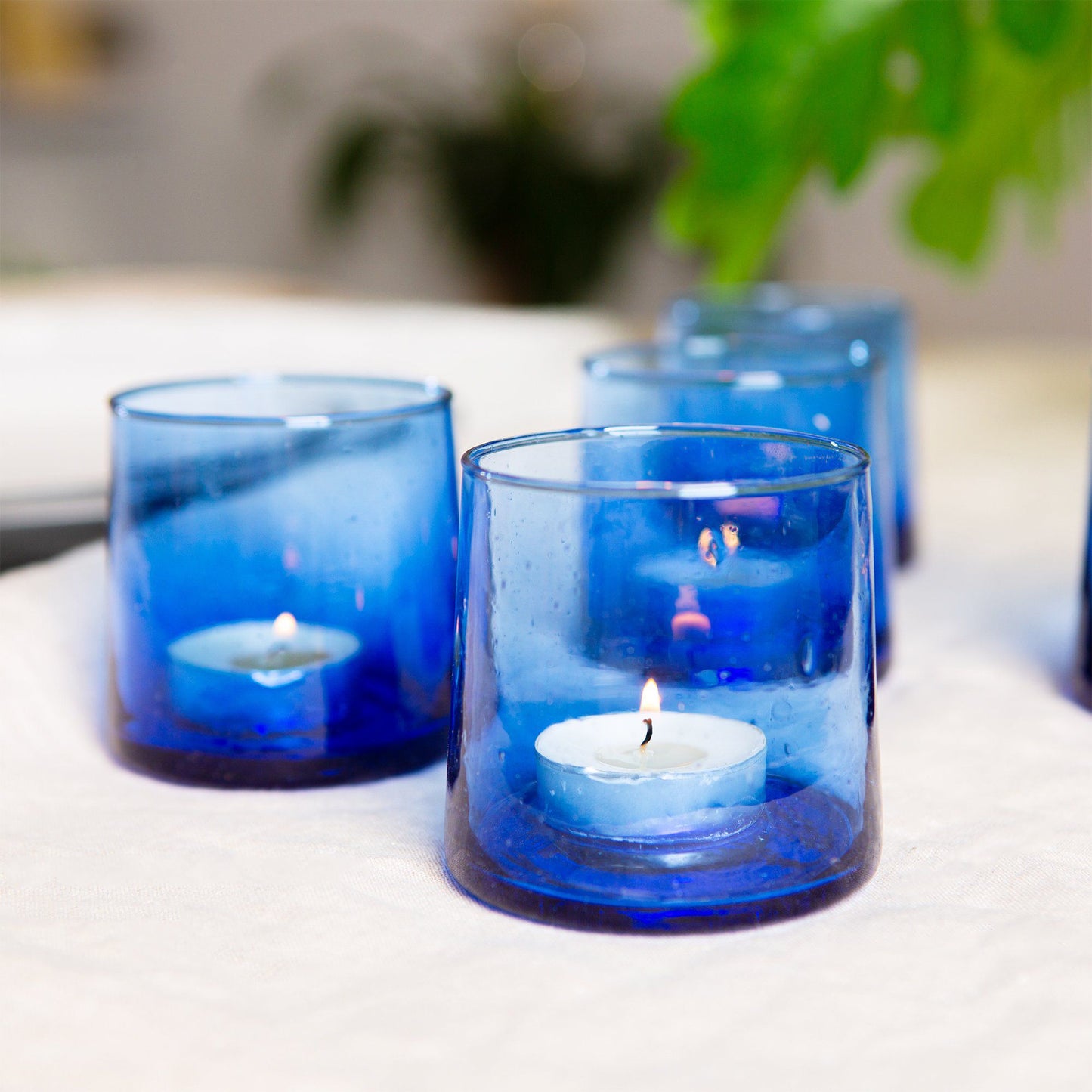 Recycled Glass Tea Light Holders - Pack of Three