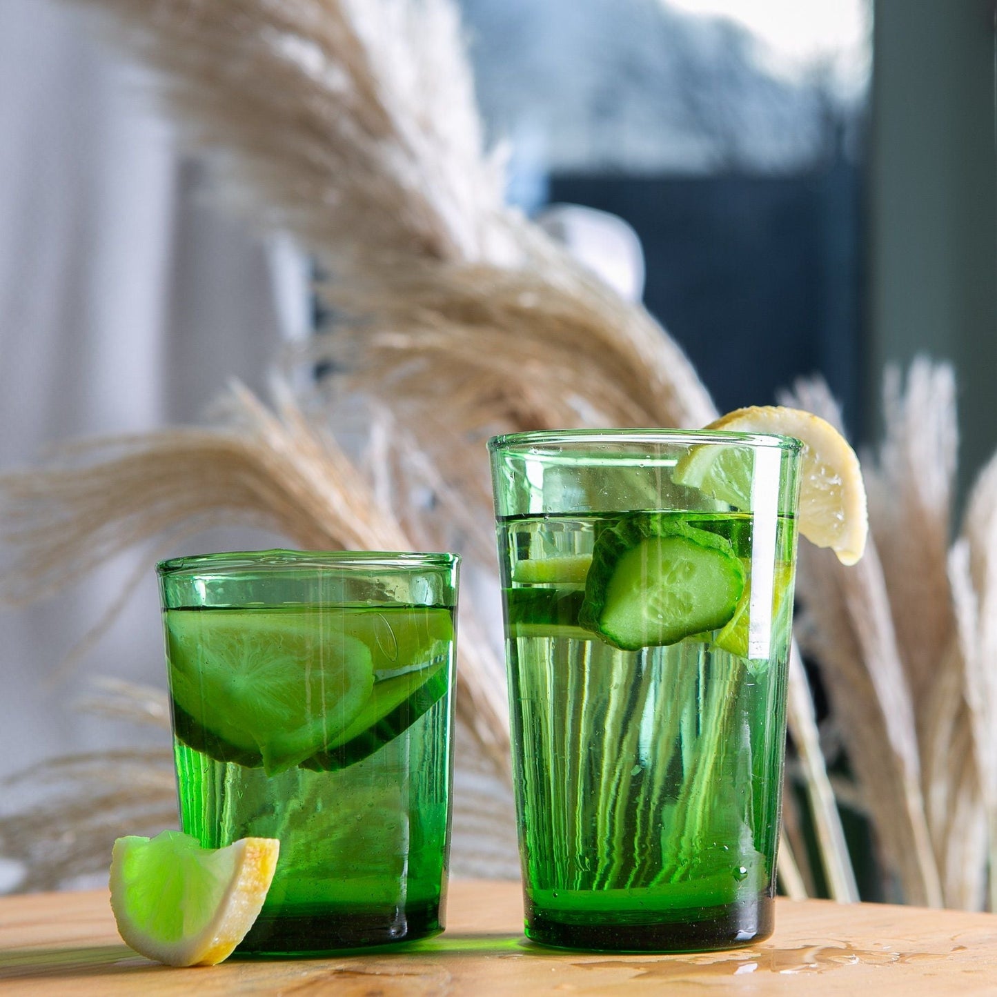 215ml Meknes Green Recycled Tumbler Glasses - Pack of Six