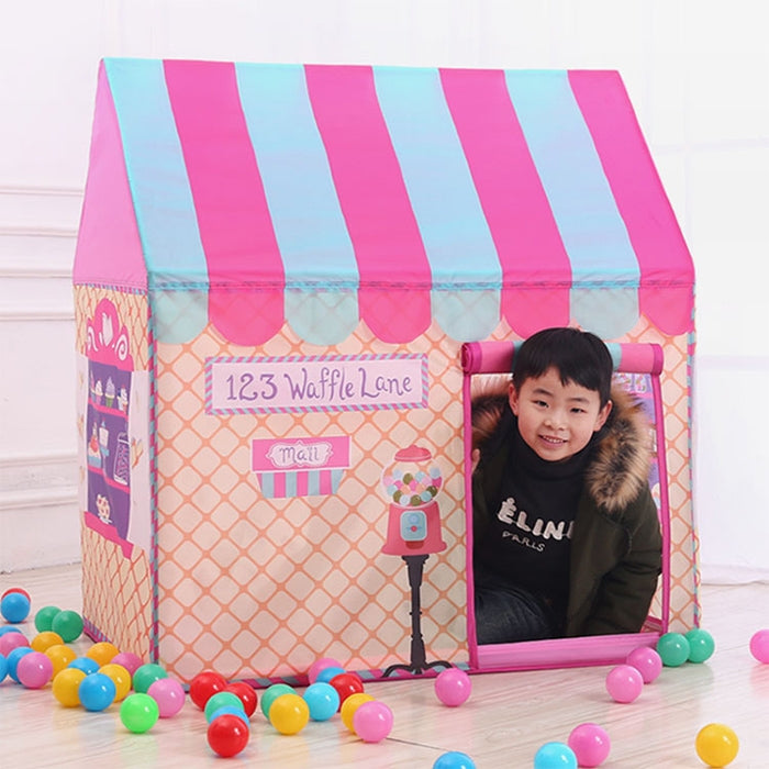 Household Children Printing Play Tent Small Game House with 50 Ocean Balls & Mat, with 50 Ocean Balls & Mat (Light Pink), with 50 Ocean Balls & Mat (Black White), with 50 Ocean Balls & Mat (Pink), with 50 Ocean Balls & Mat (Green)