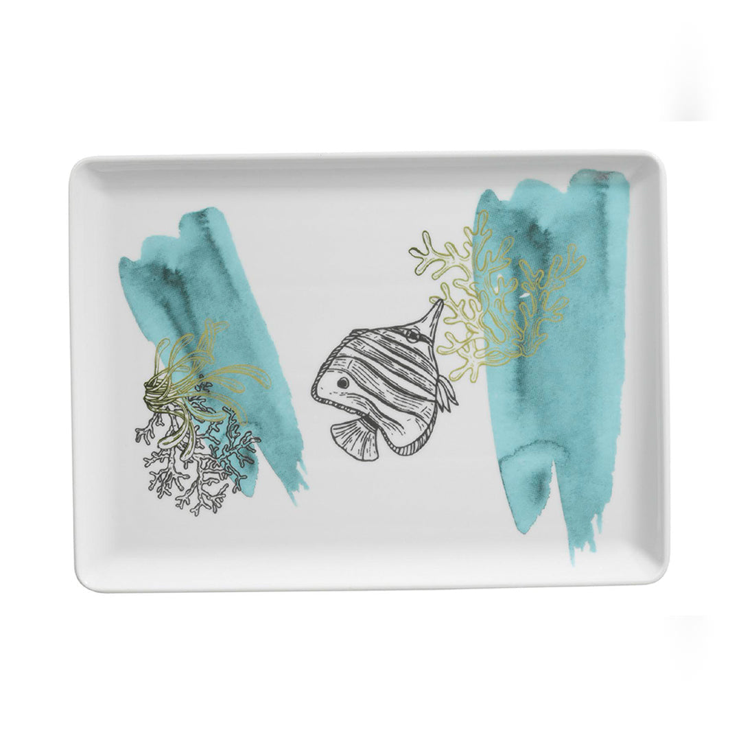 Porcelain Serving Plate - Rochelle, Sea Sketch - 30x22cm